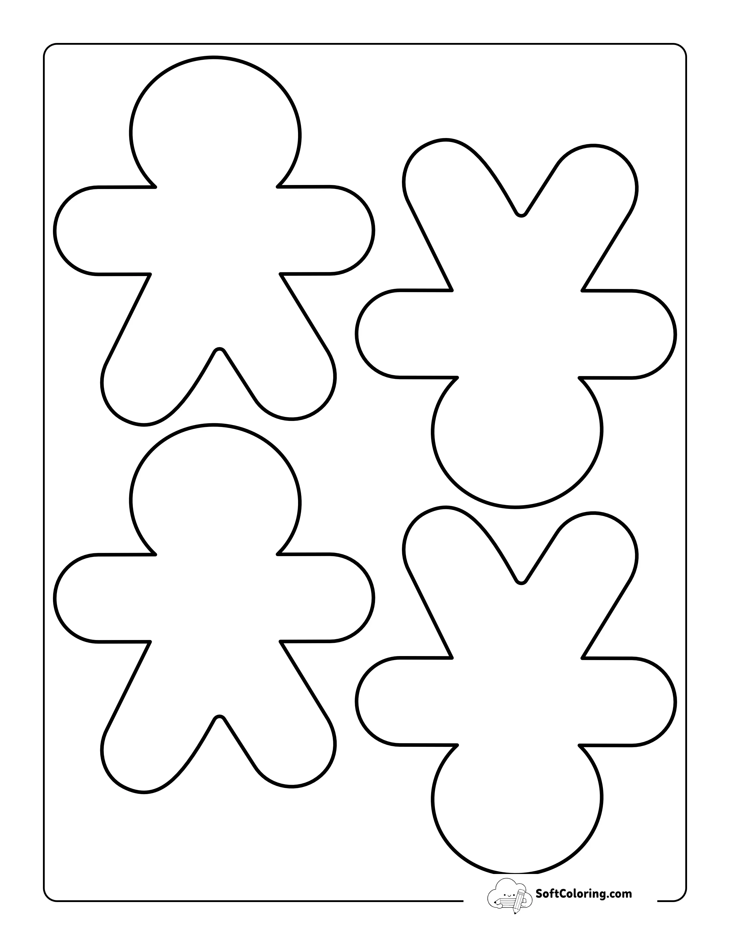 Gingerbread Man Template For Kids (Small Size)