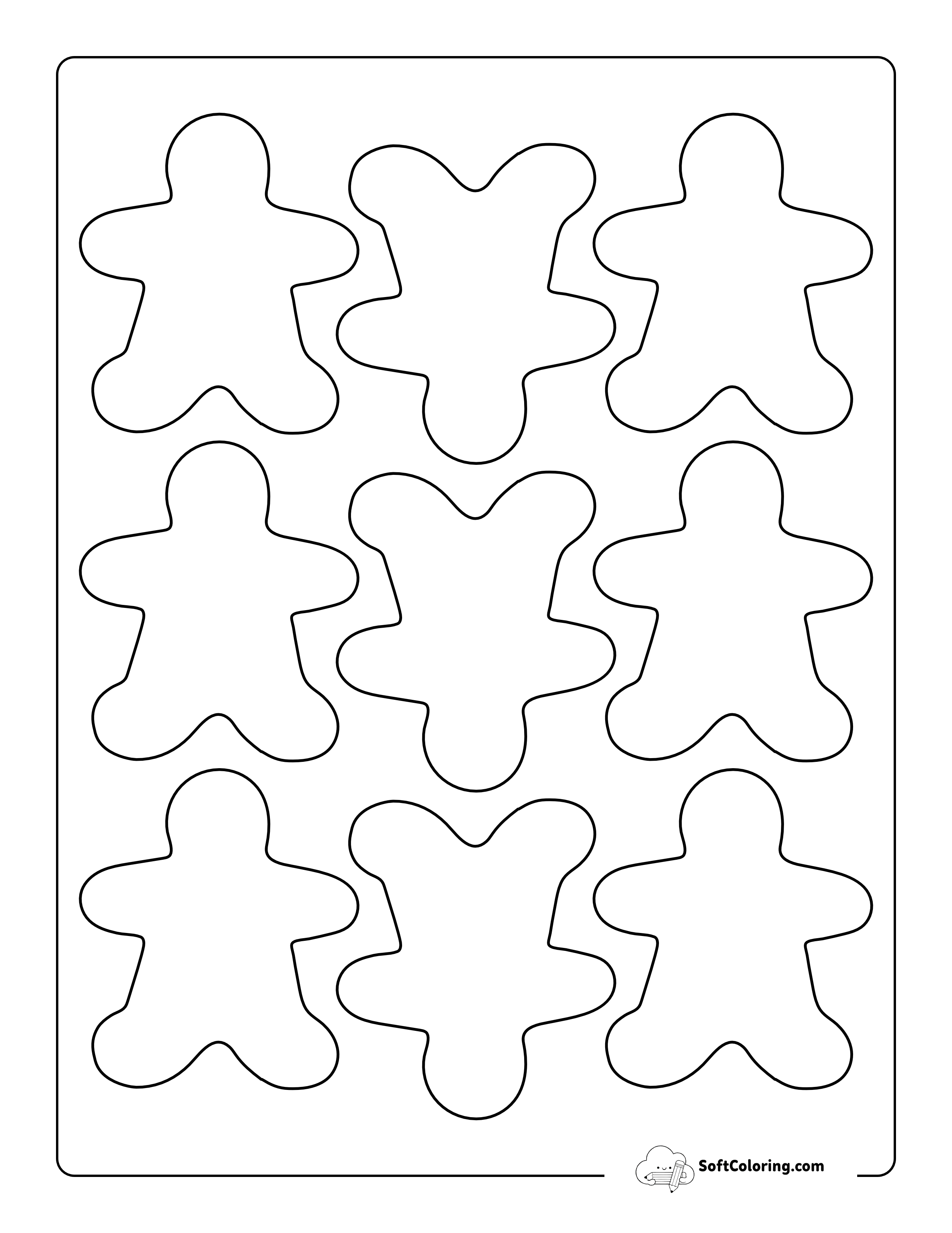 Extra Small Printable Gingerbread Man Outlines