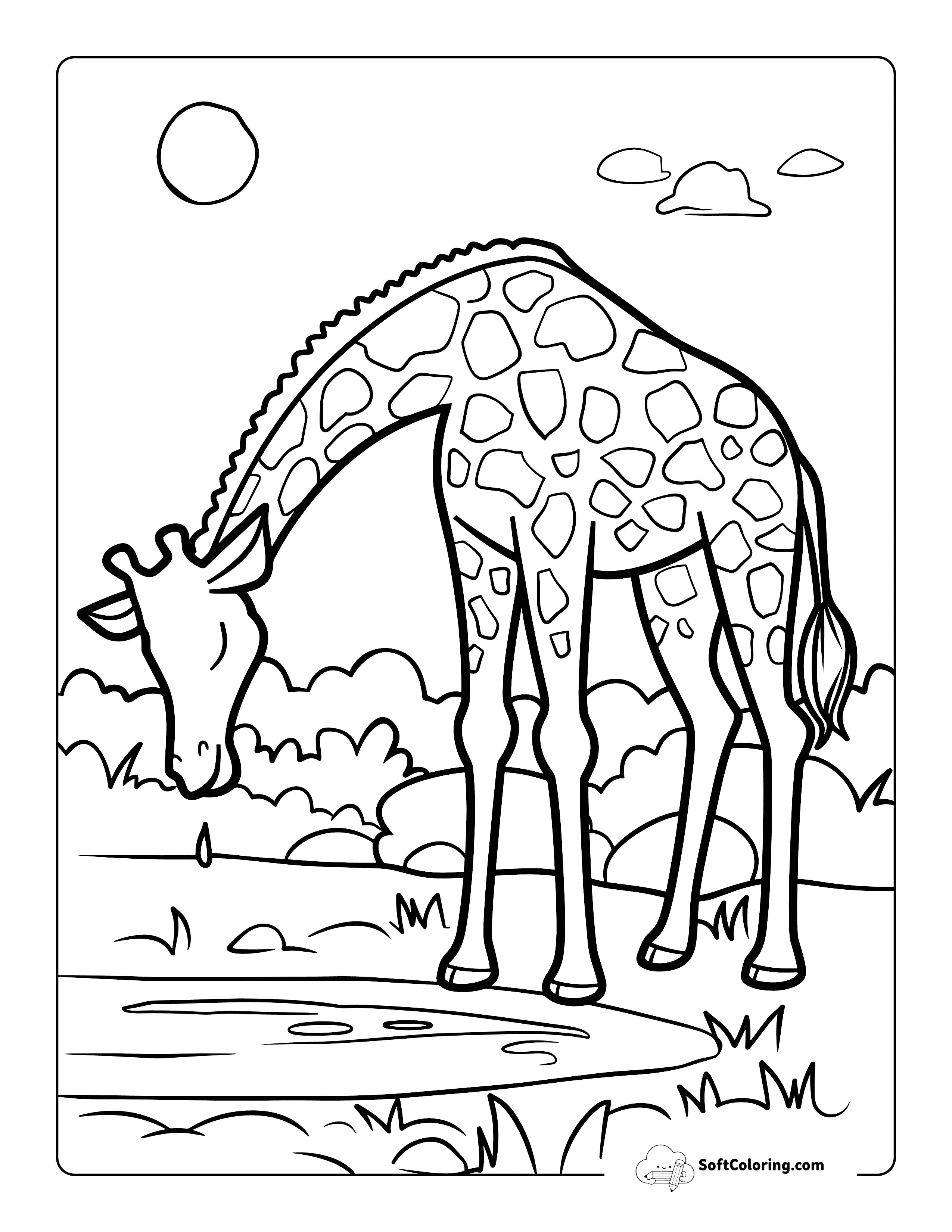 Easy Cute Giraffe Coloring Page
