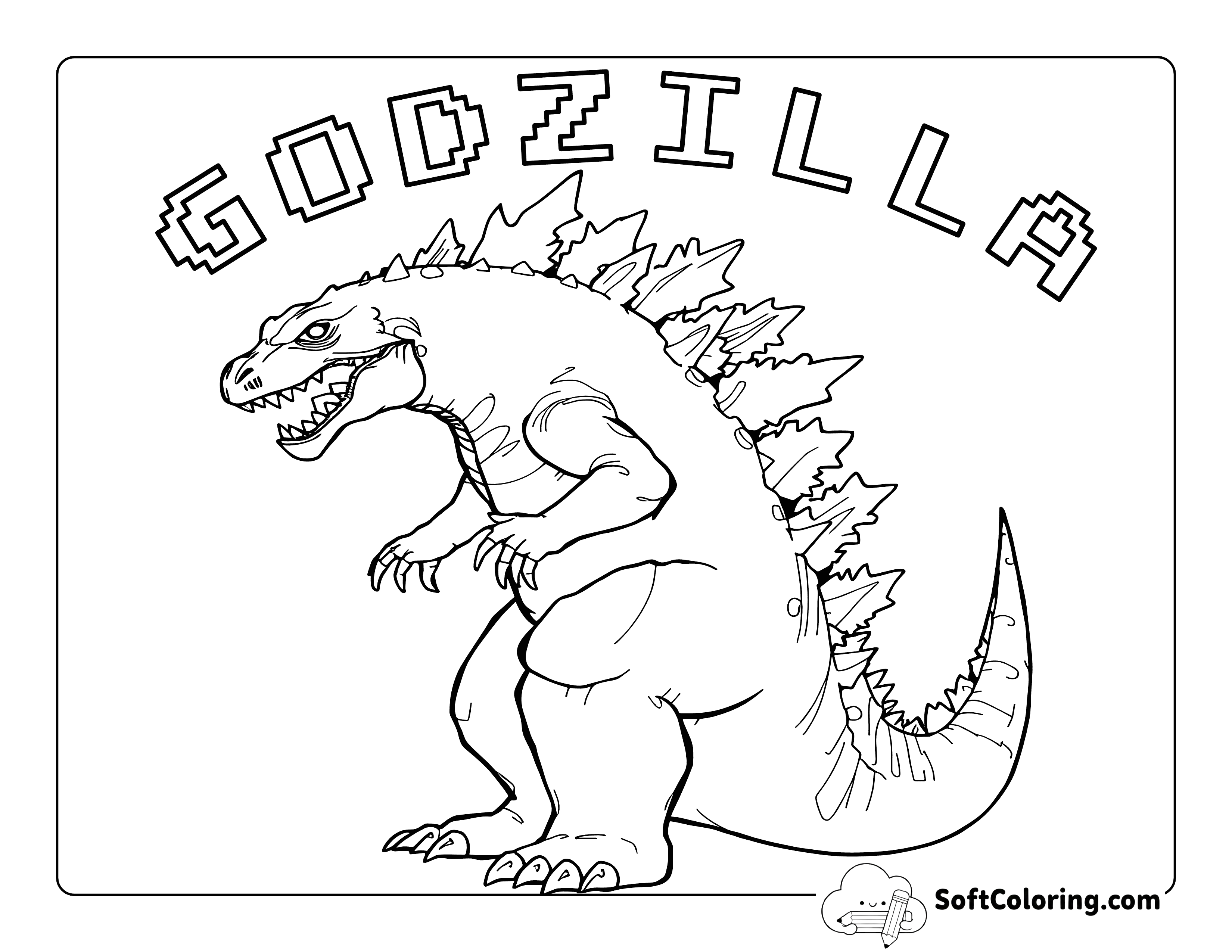 Realistic Shin Godzilla-Inspired Outline to Color