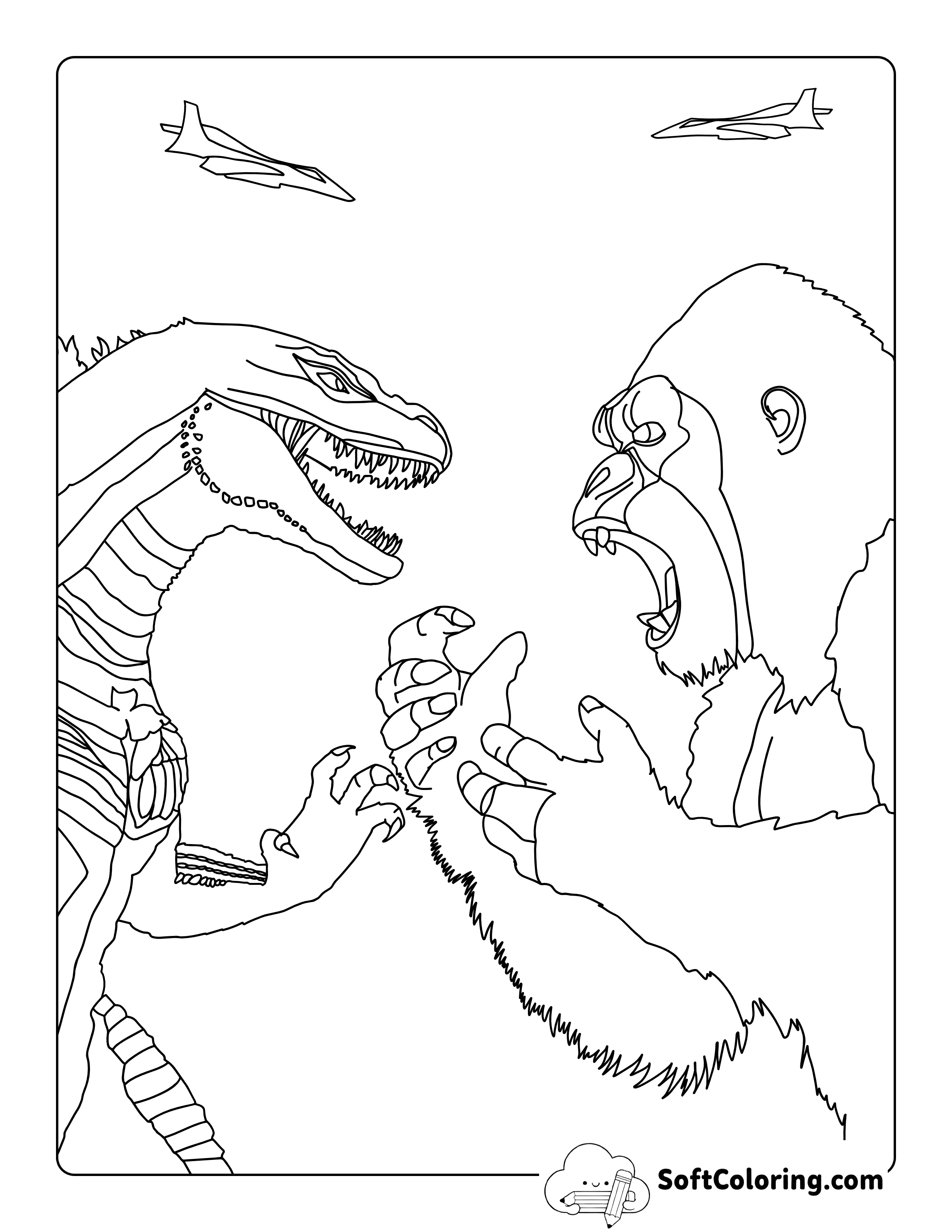 Godzilla vs King Kong-Inspired Coloring Page