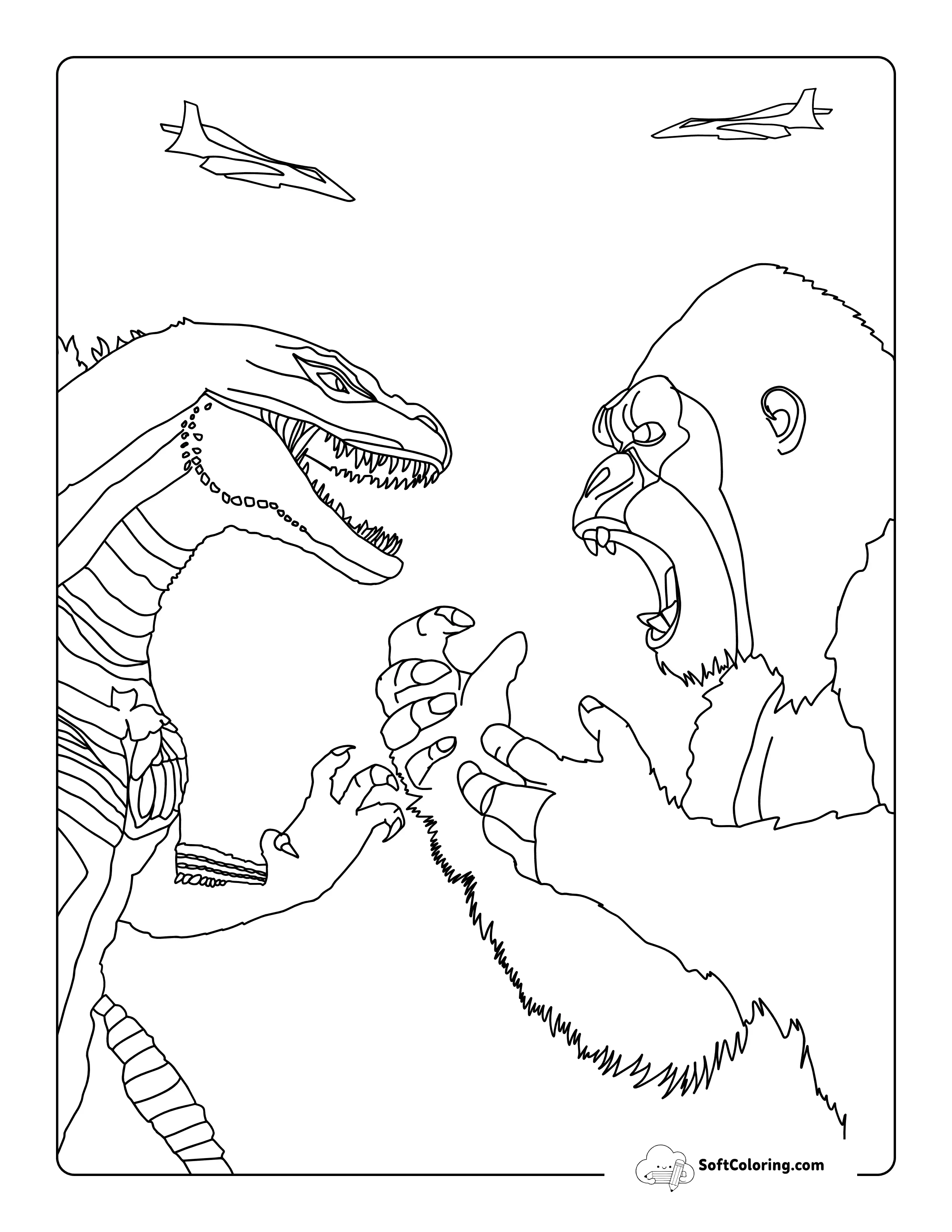 Godzilla Vs King Kong-Inspired Coloring Page