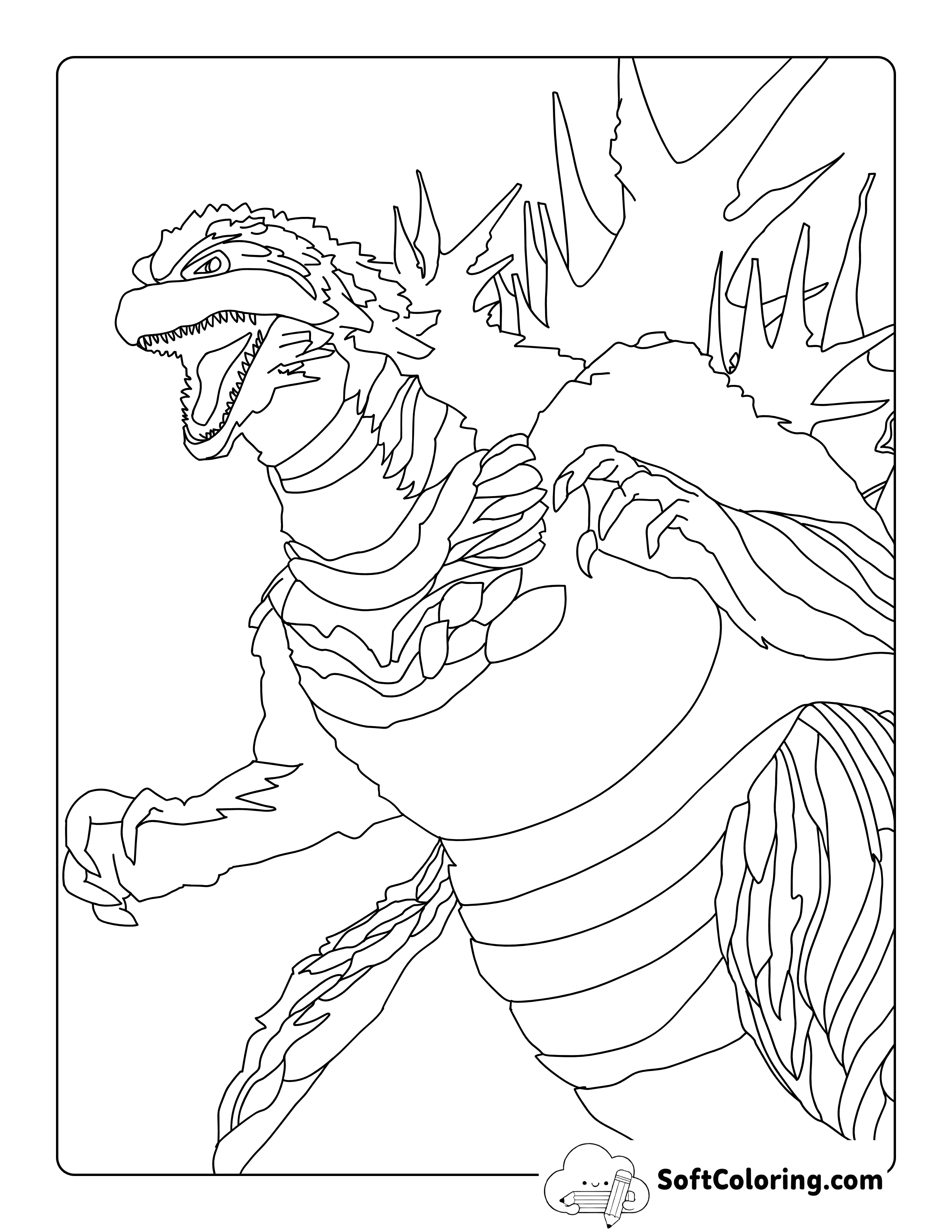 Realistic Godzilla Minus One-Inspired Coloring Page