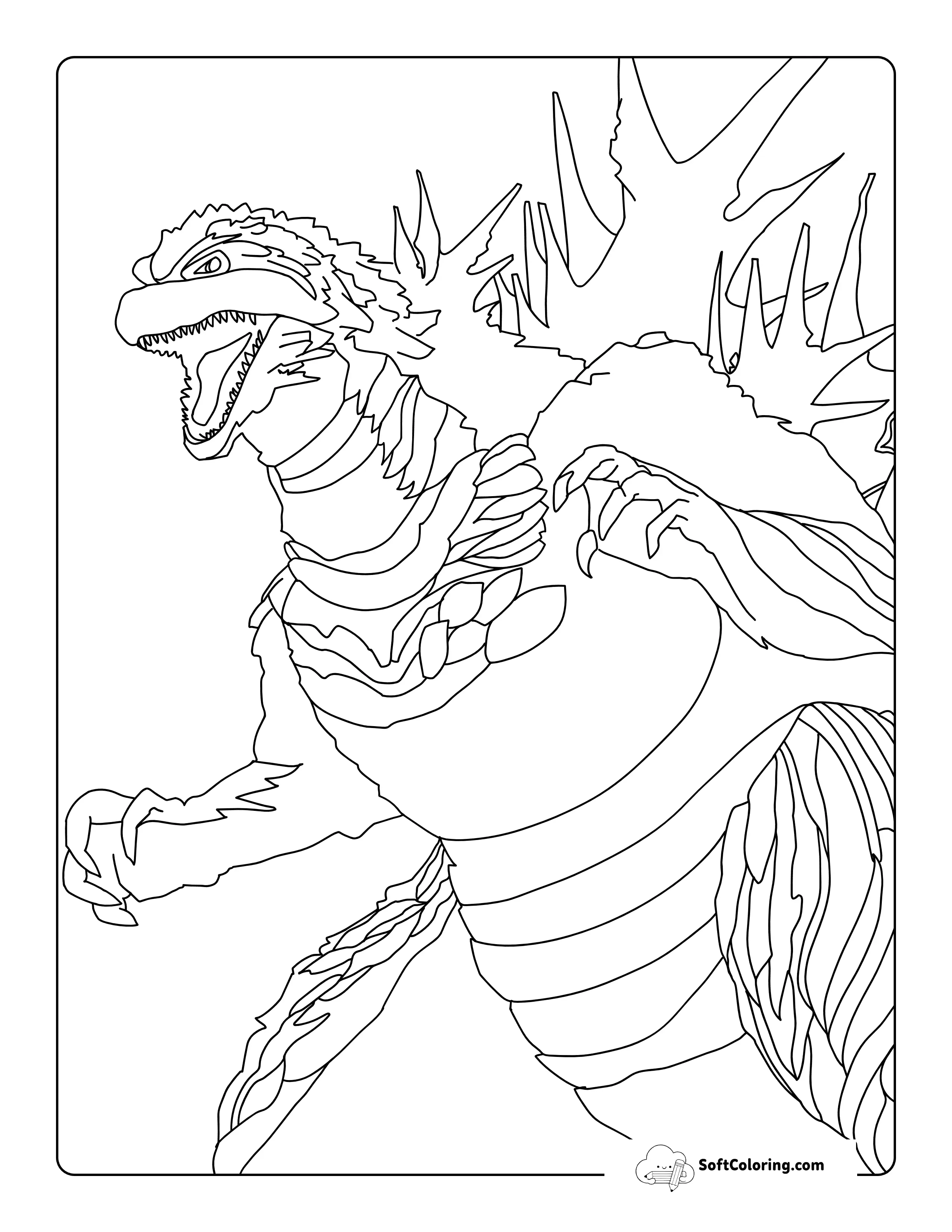 Realistic Godzilla Minus One-Inspired Coloring Page