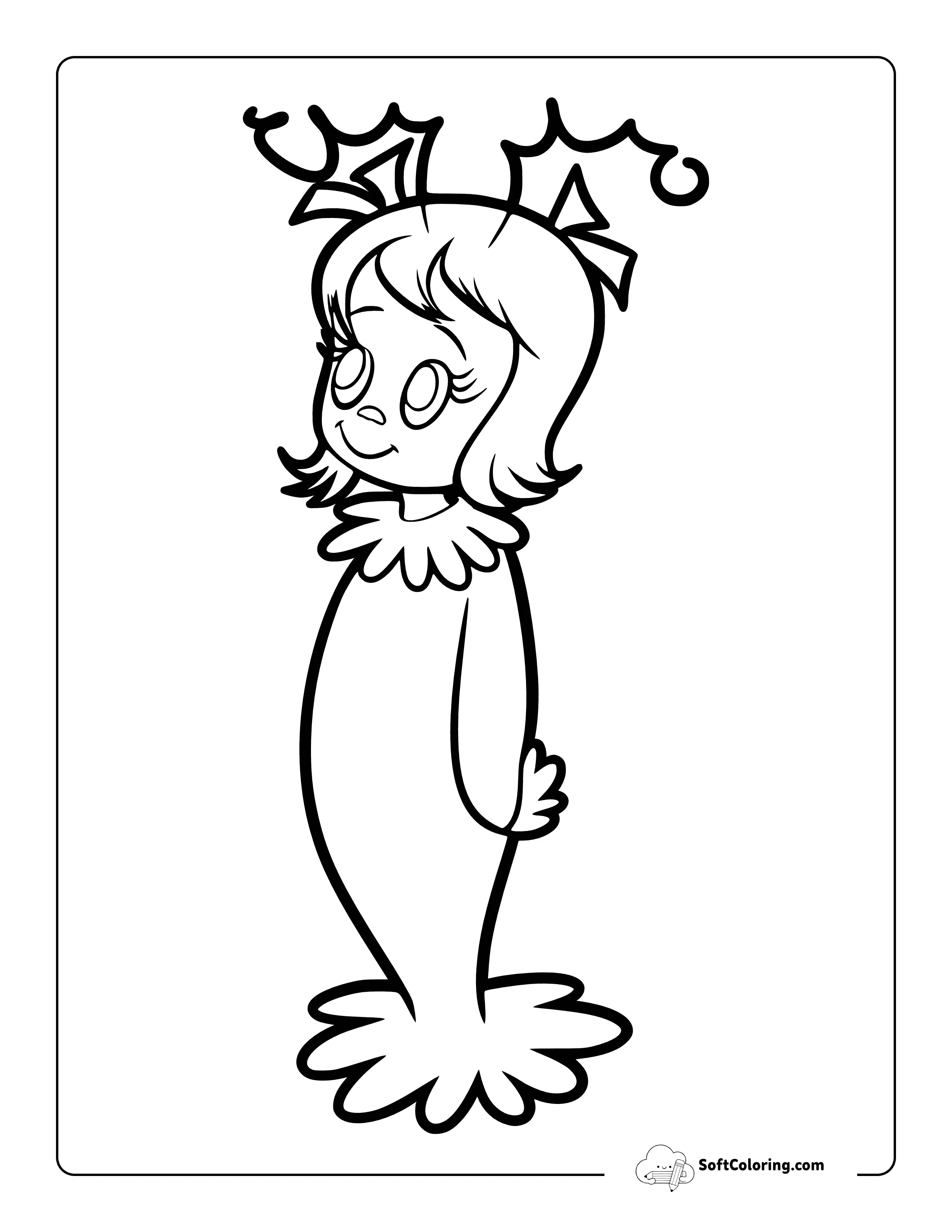 Cute Cindy Lou Who-Inspired Grinch Coloring Page