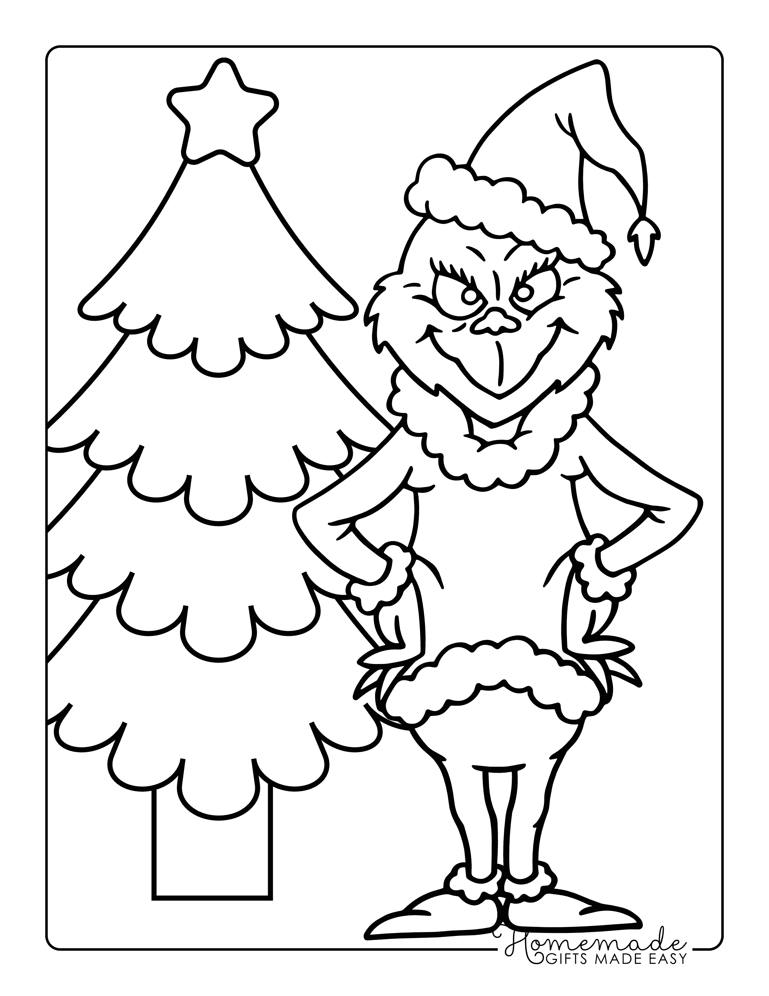 Full-Size The Grinch-Inspired Christmas Tree Coloring Page