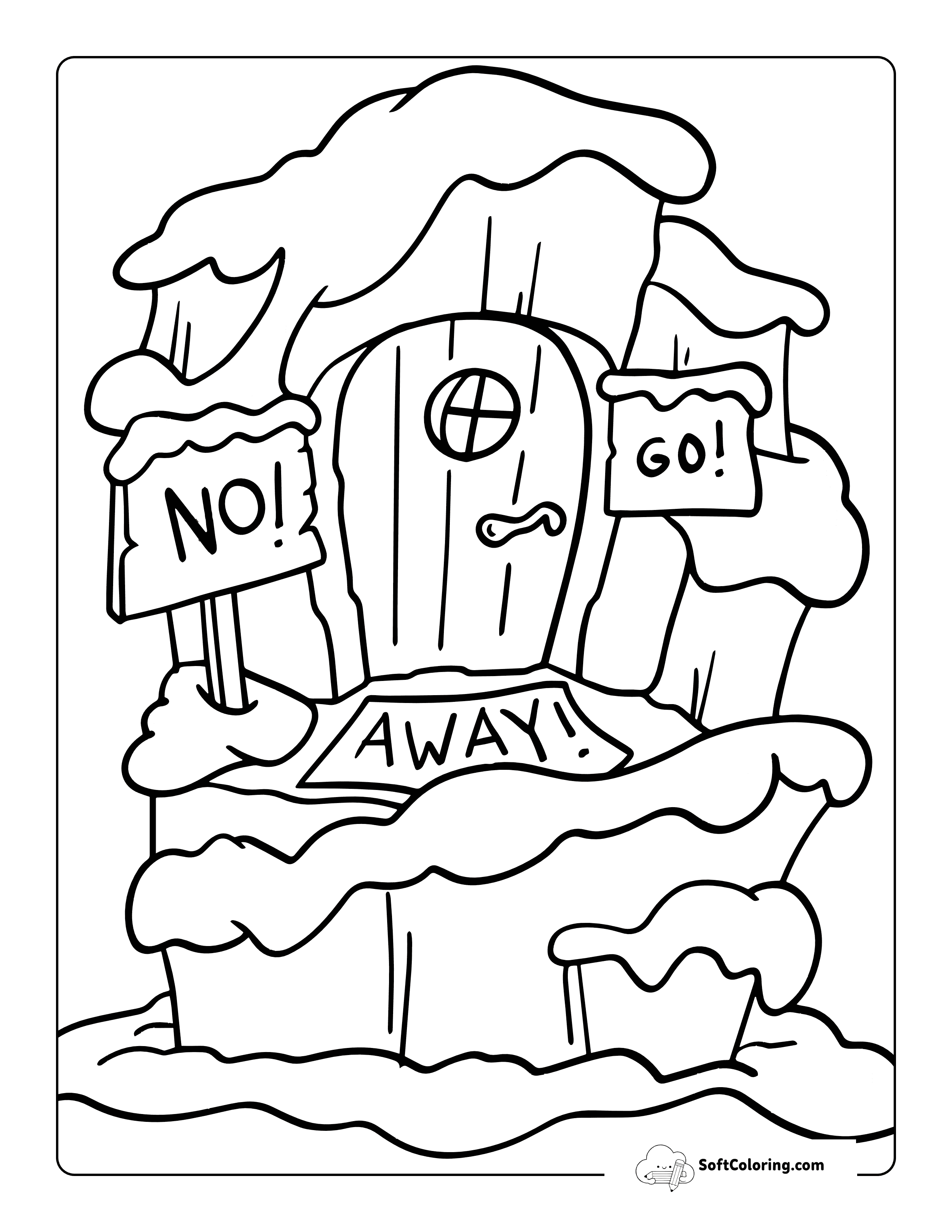 Cute Easy Grinch Home Drawing To Color