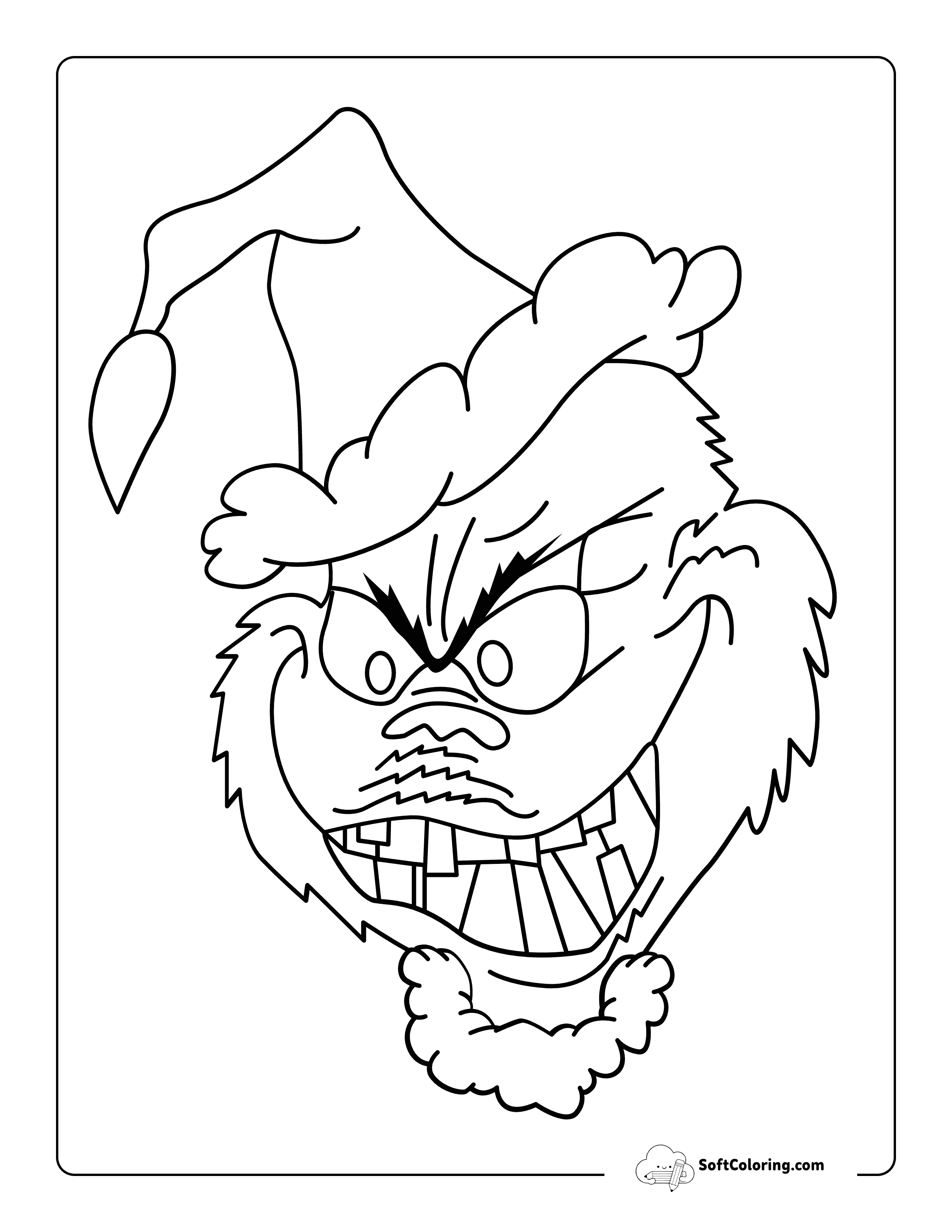 Creepy Smile Outline Grinch-Inspired Coloring Page