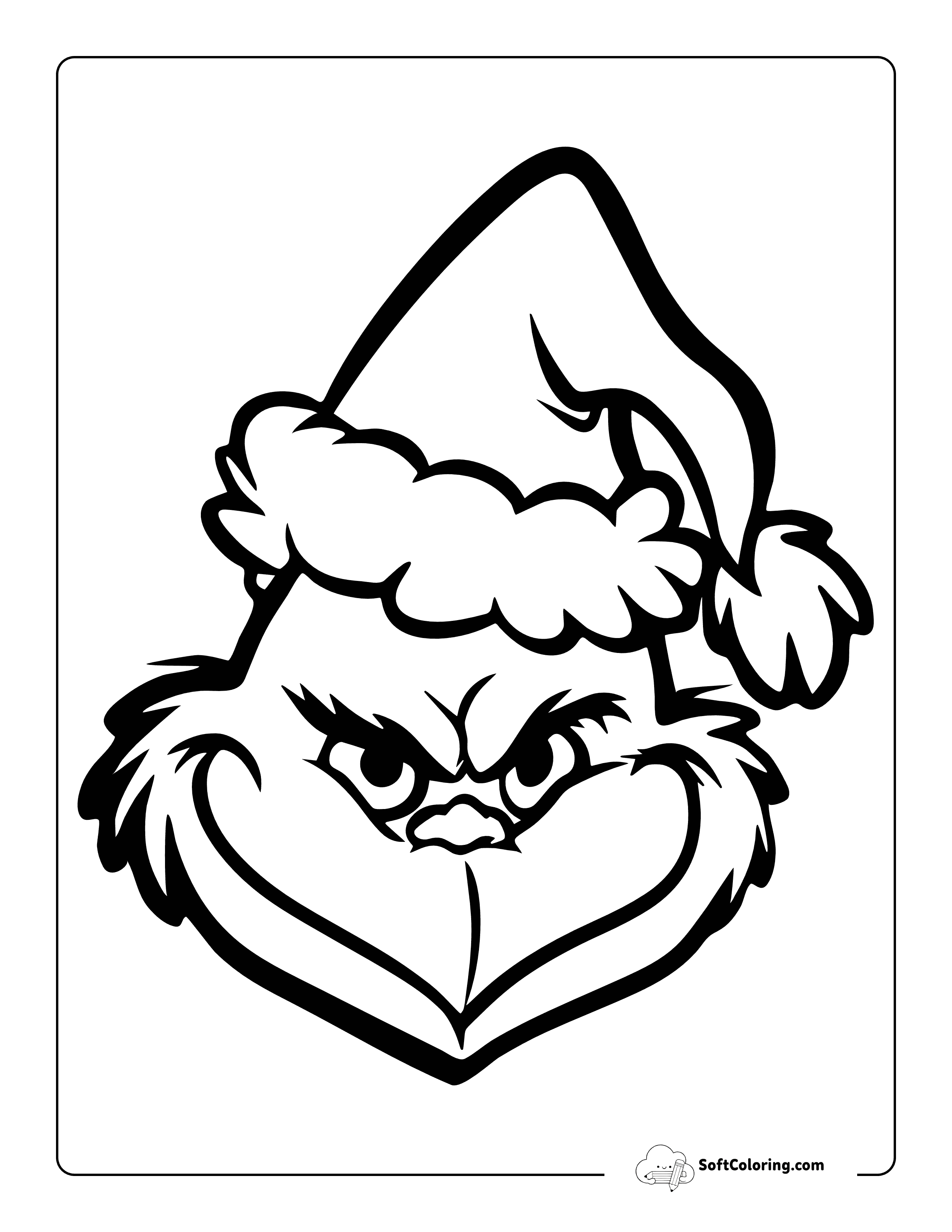 Easy Face Outline Printable Grinch-Inspired Coloring Page