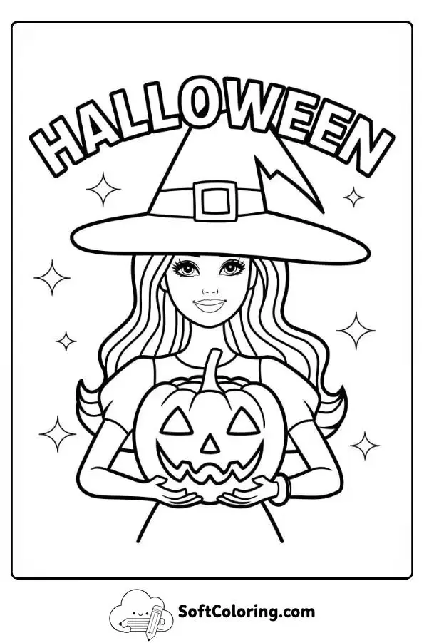 Barbie Halloween Coloring Page