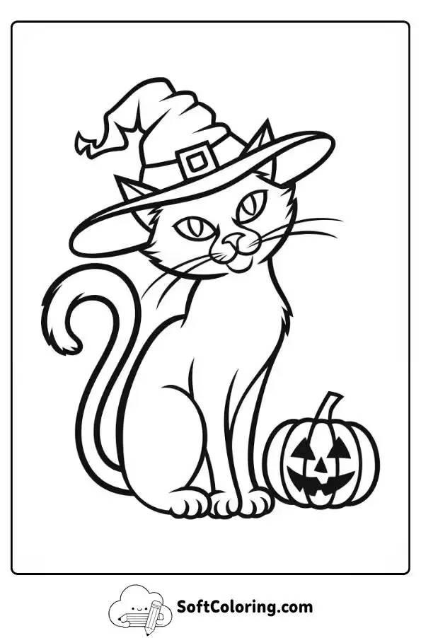 Halloween Cat Coloring Page