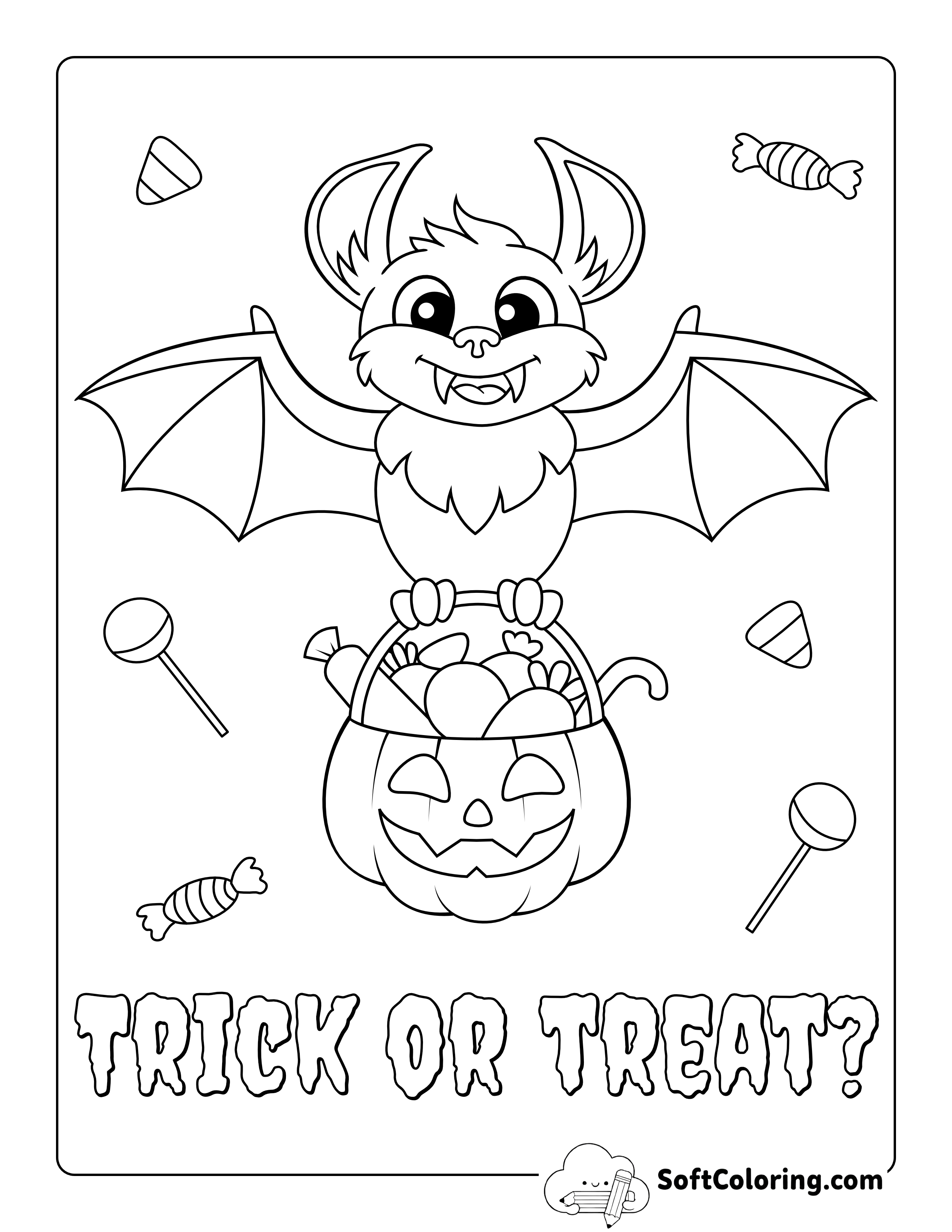 "Trick or Treat" Halloween Coloring Sheet