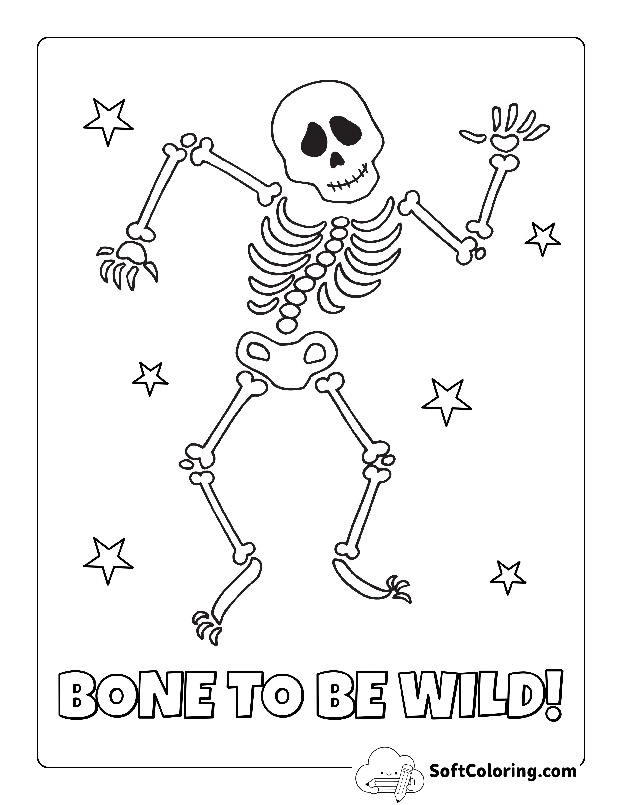 Funny Dancing Skeleton Coloring Page