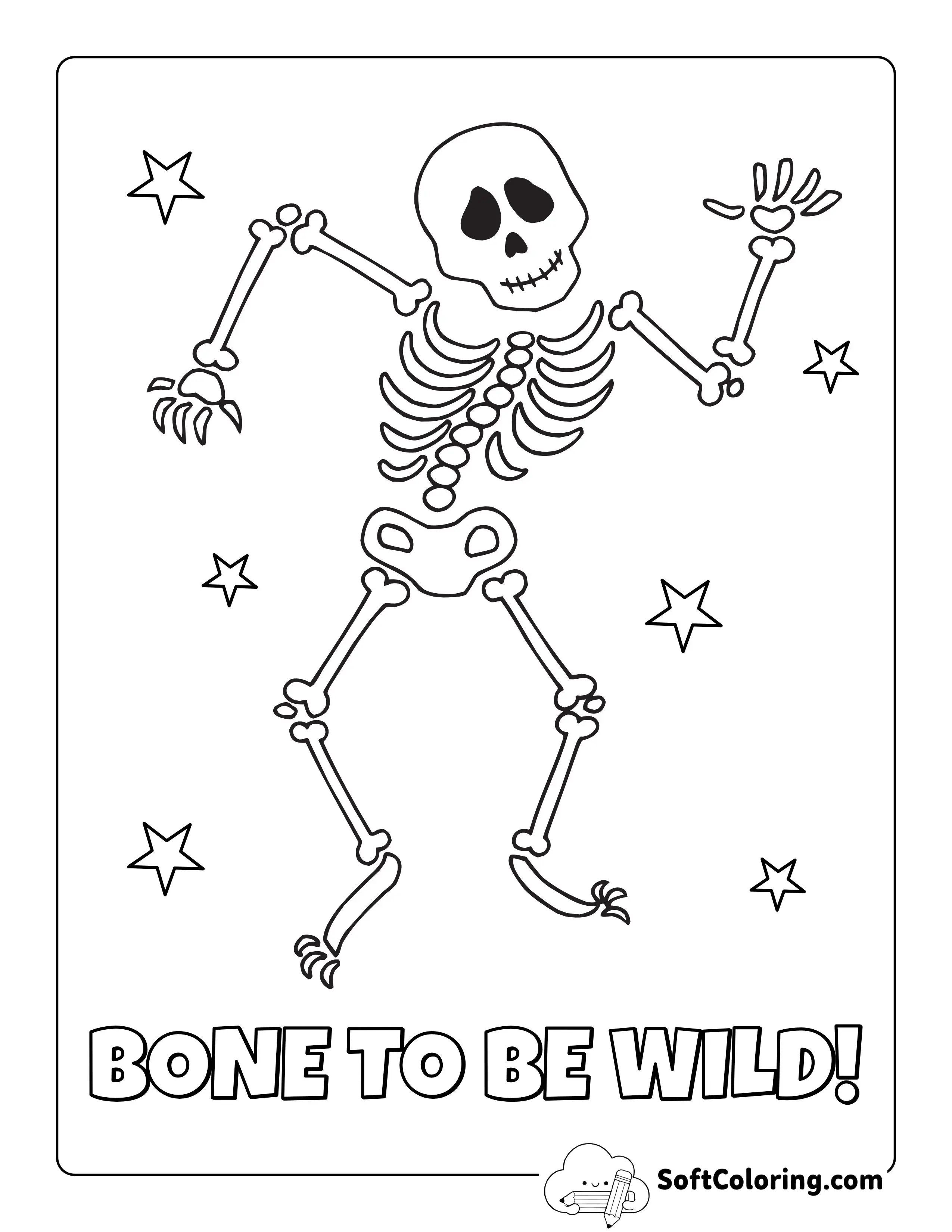 Funny Dancing Skeleton Coloring Page