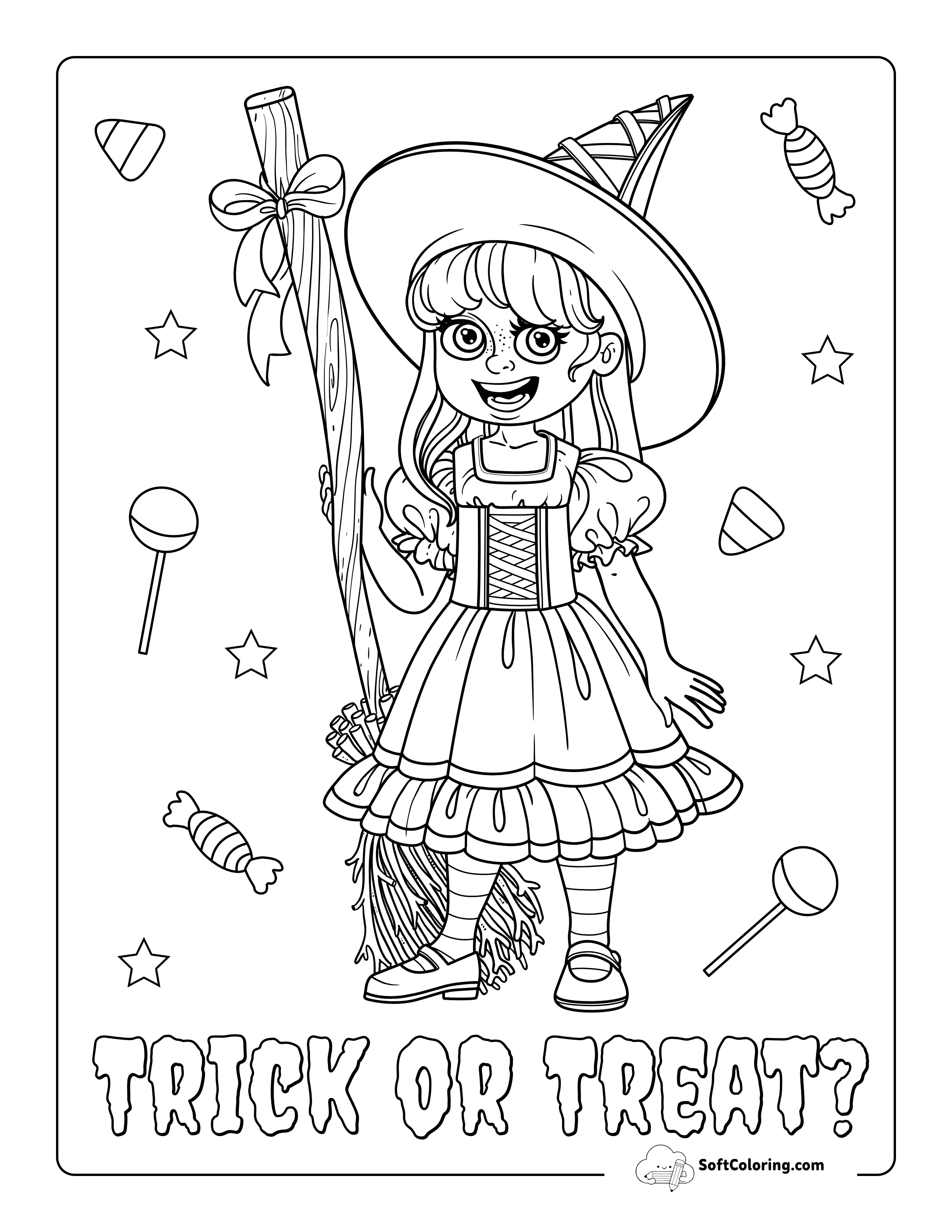 Witch Costume Coloring Sheet