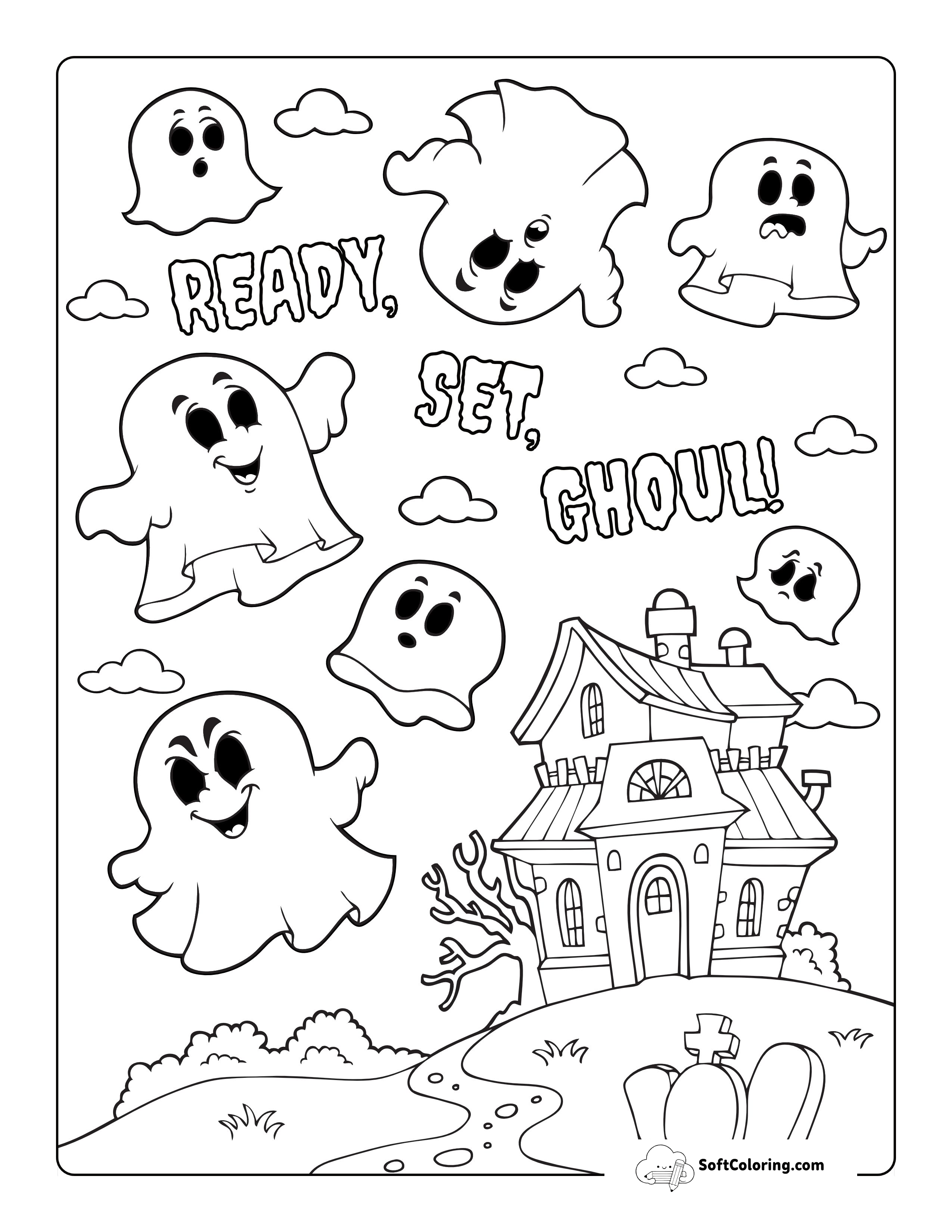 Haunted House Coloring Sheet For Kids