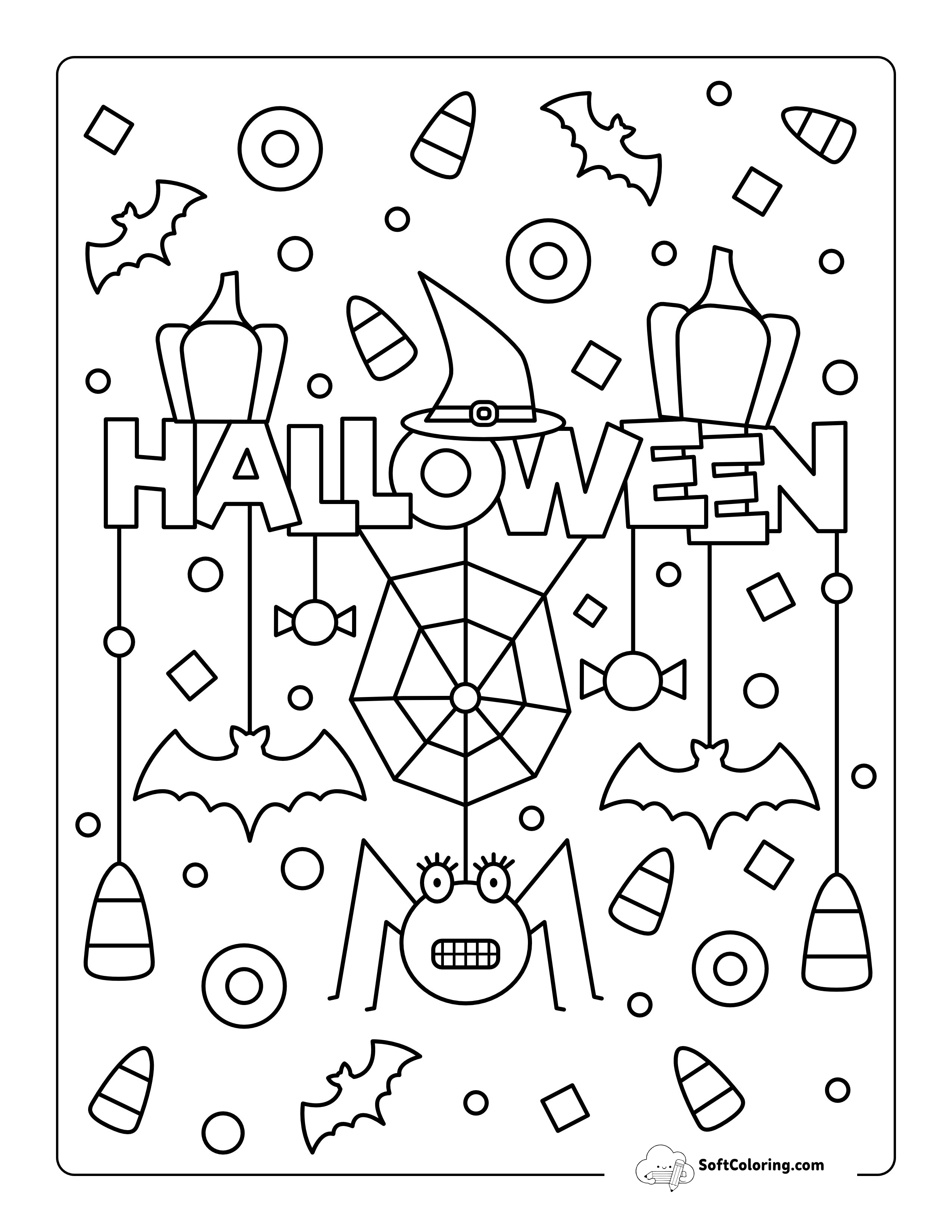 Halloween Coloring Sheet With Spider