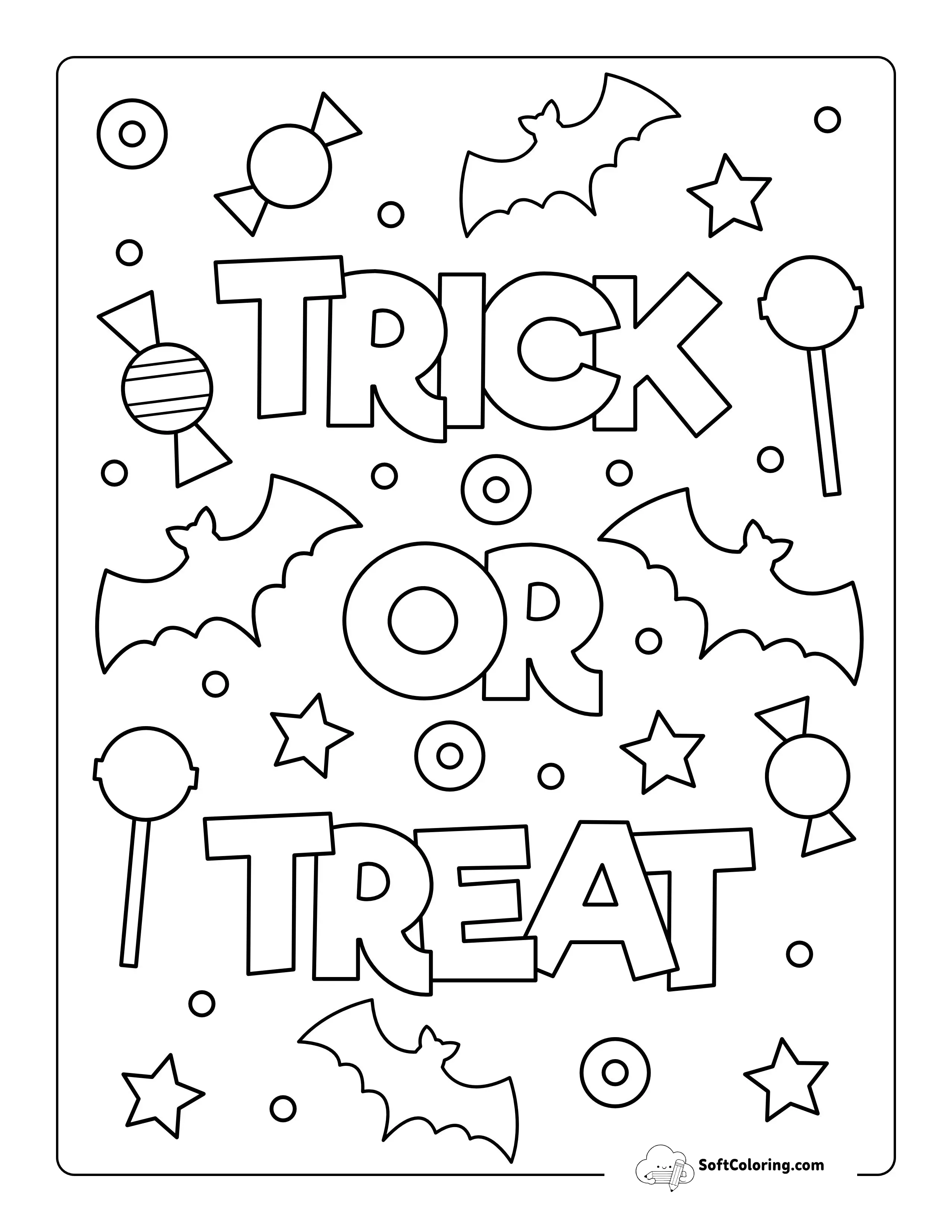 Trick Or Treat Halloween Coloring Page For Kids