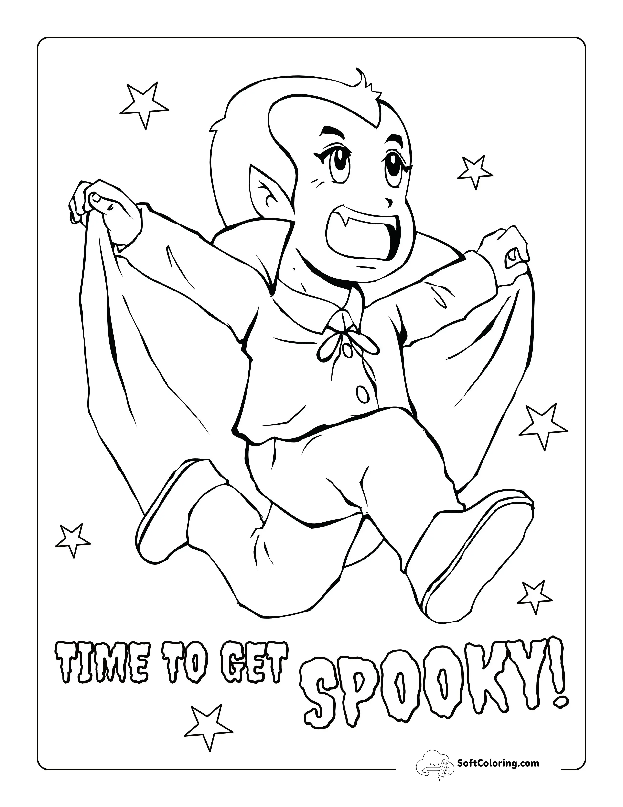 "Time To Get Spooky!" Vampire Coloring Sheet