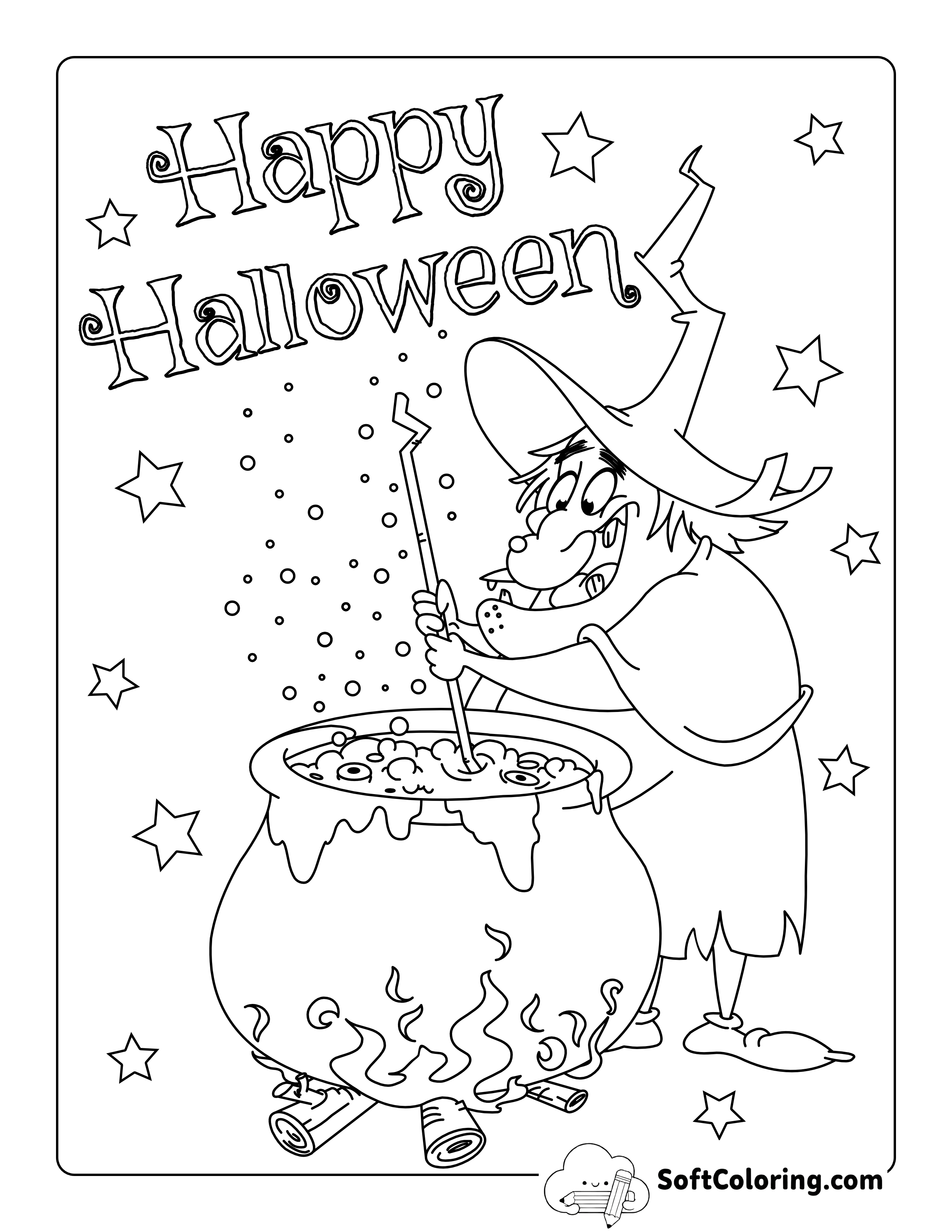 Scary Witch Coloring Sheet For Kids
