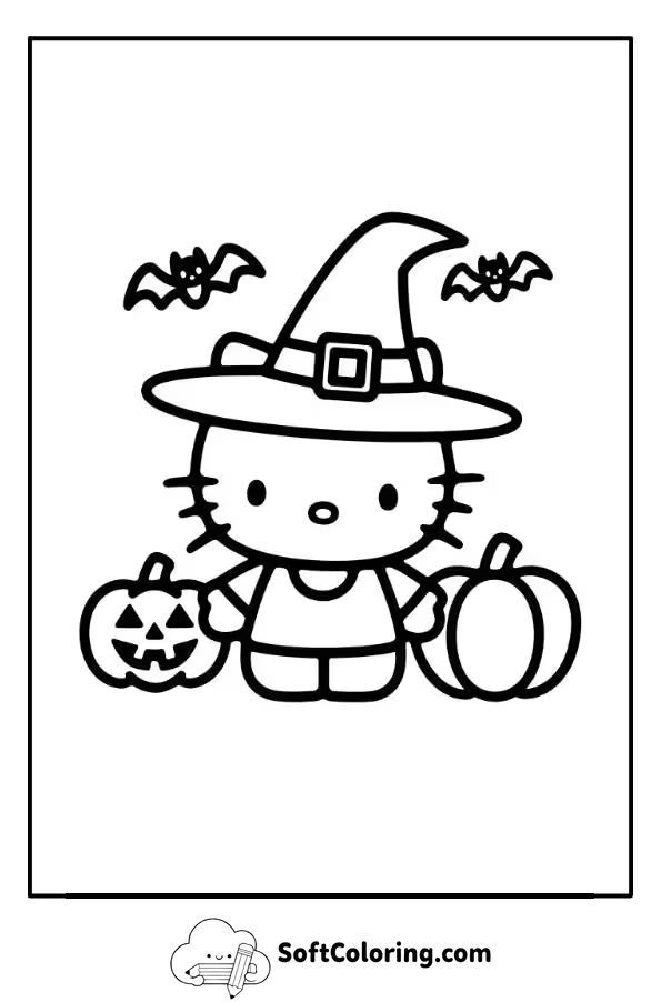 Halloween Hello Kitty Coloring Page