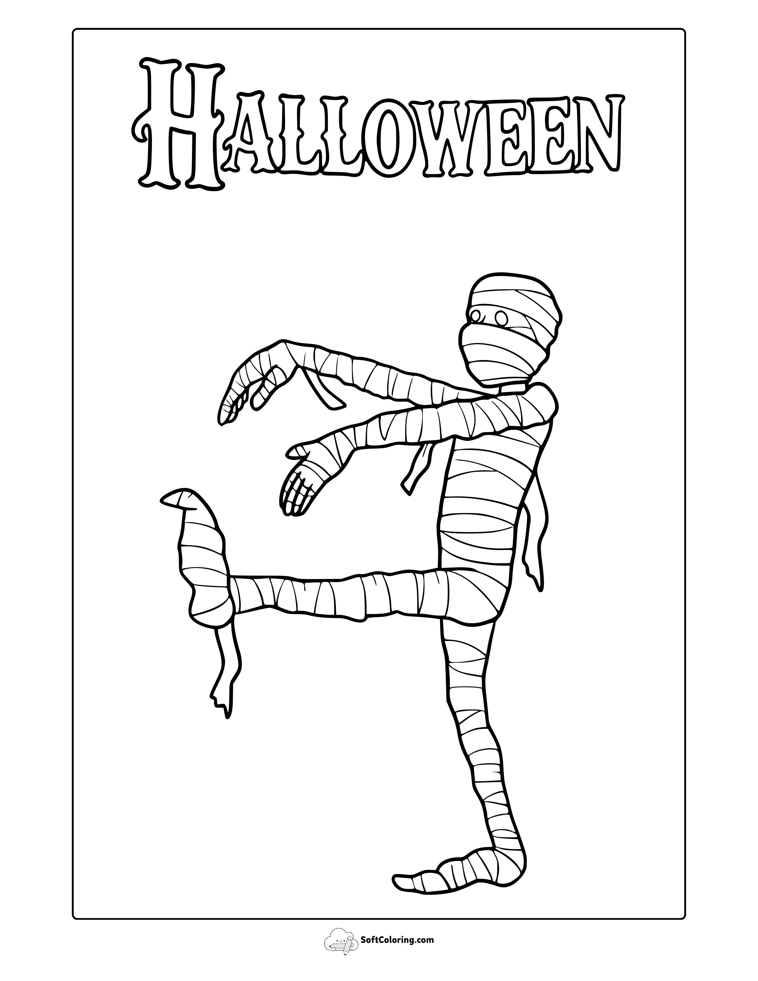 Halloween Mummy Coloring Page