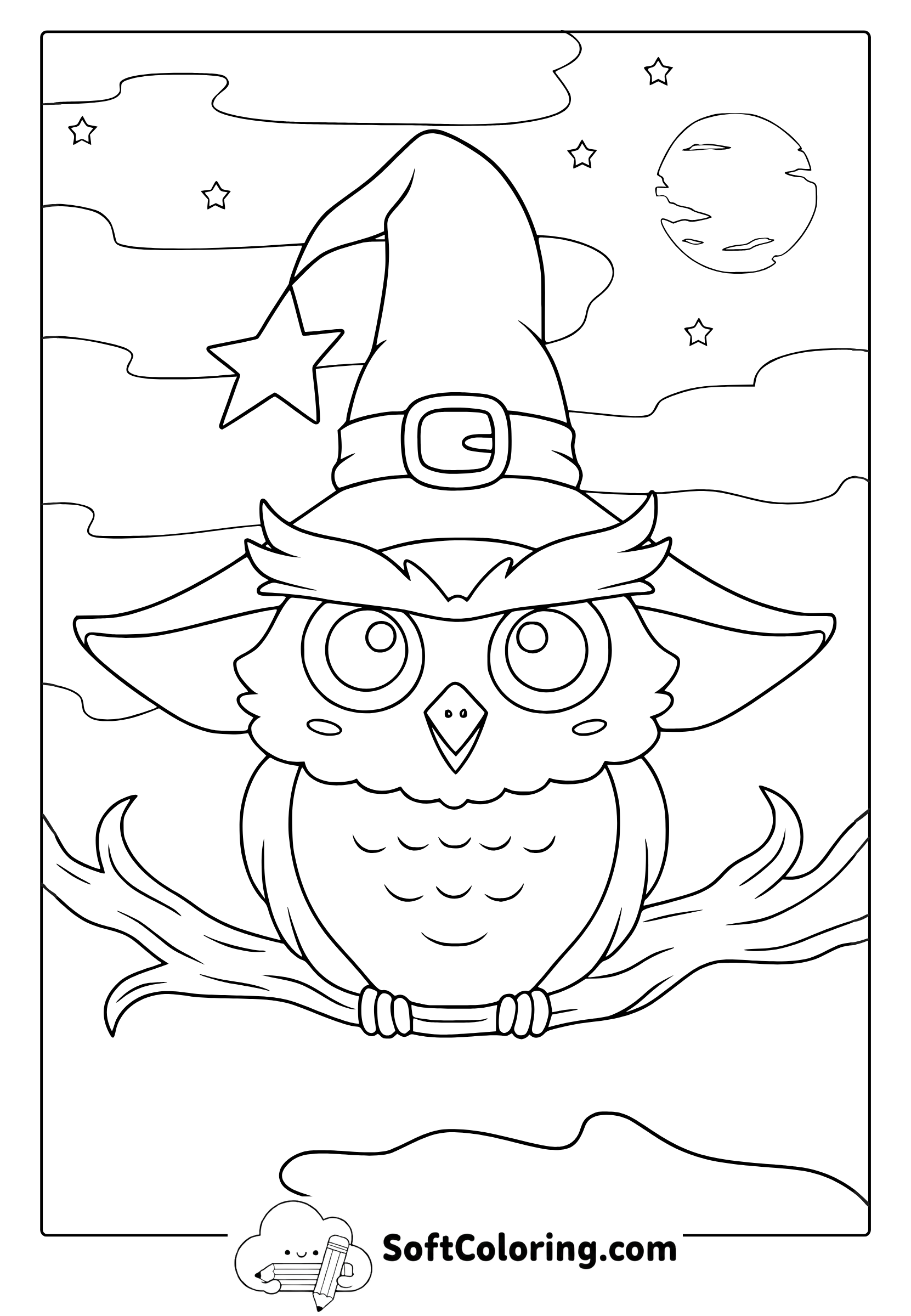 halloween owl coloring page