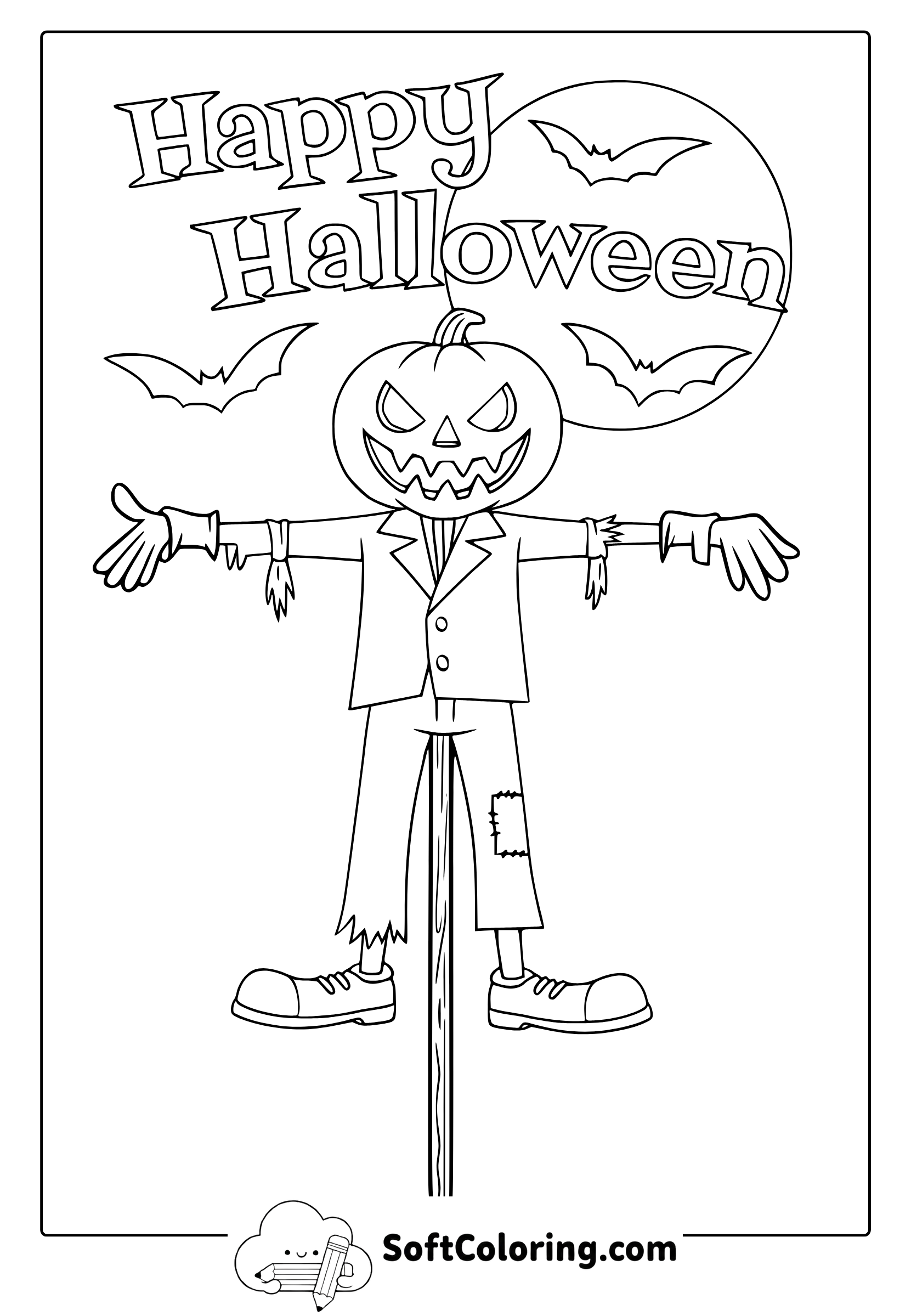 halloween scarecrow coloring page