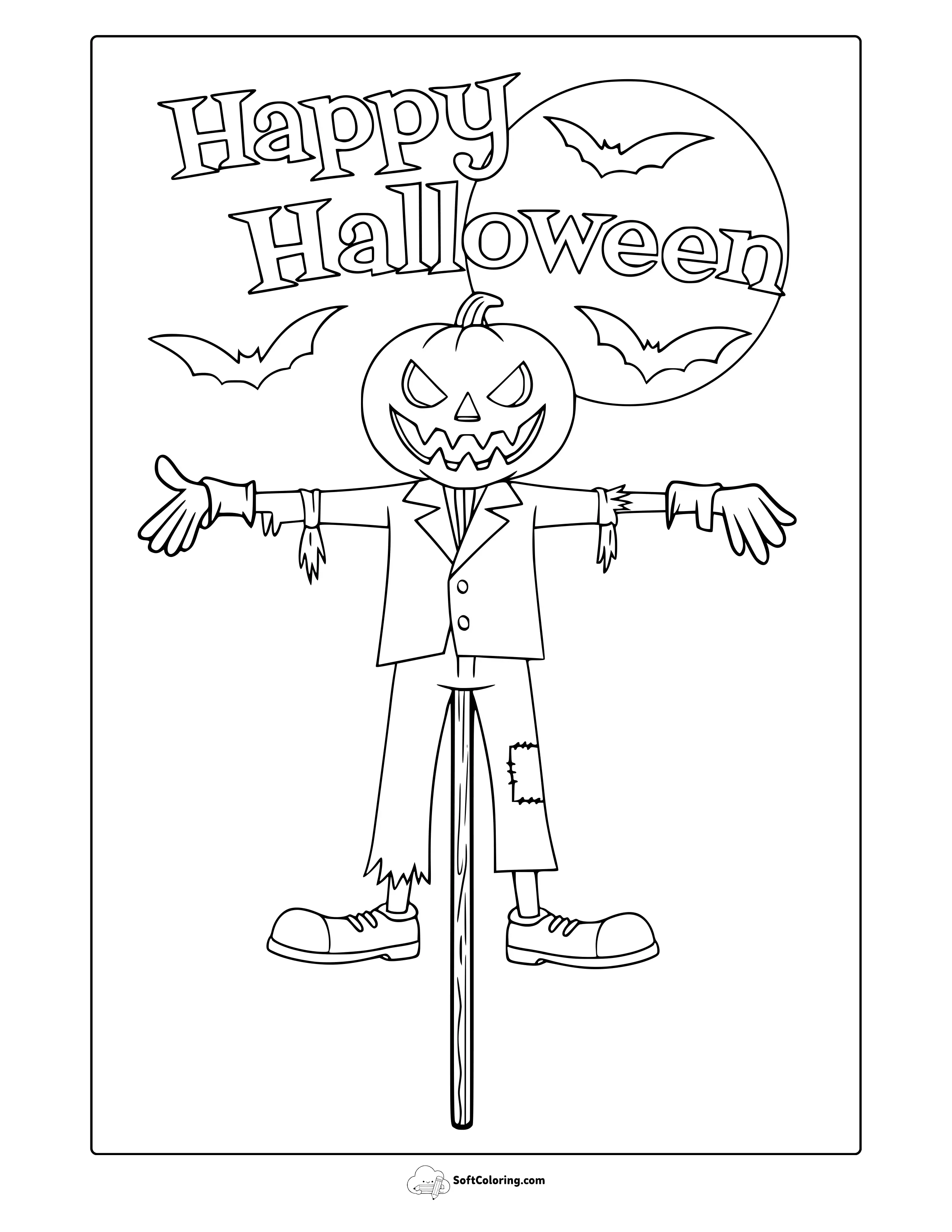 Halloween Scarecrow Coloring Page