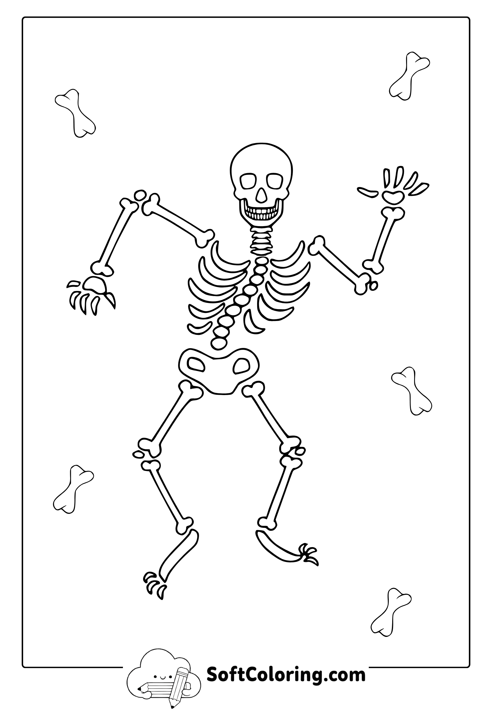 halloween skeleton coloring page