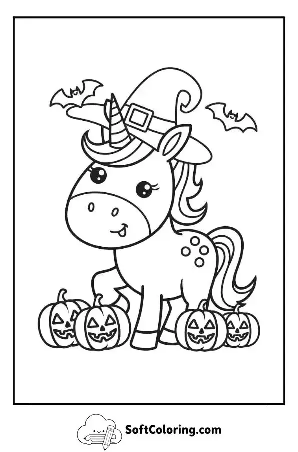 Halloween Unicorn Coloring Page