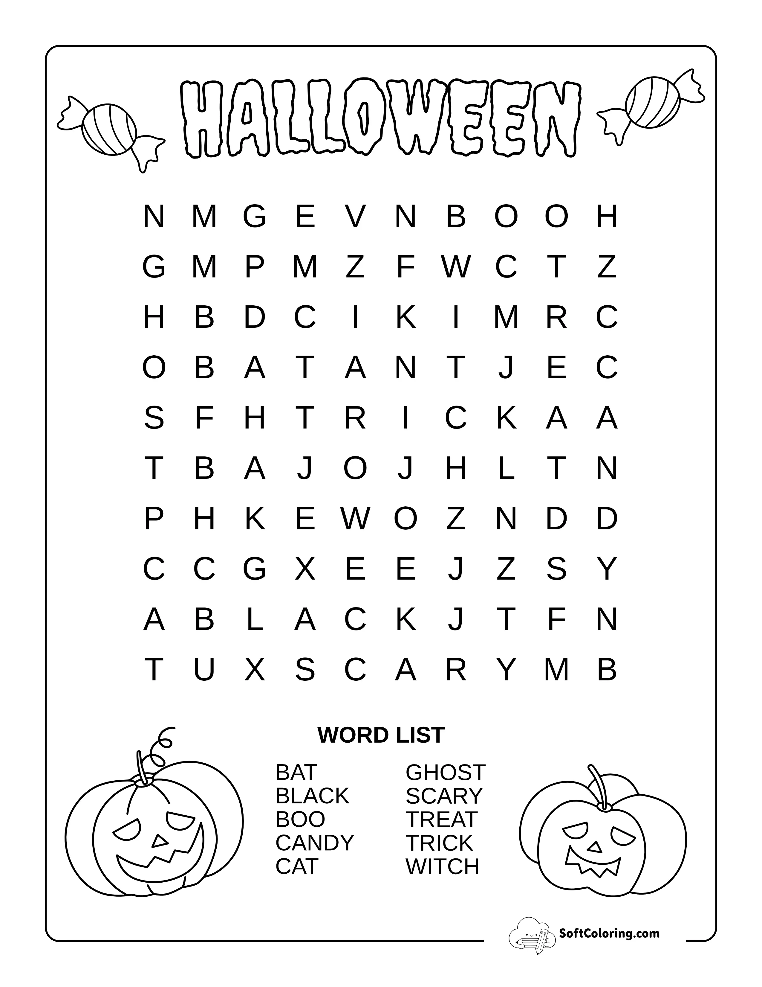 Easy Halloween Word Search