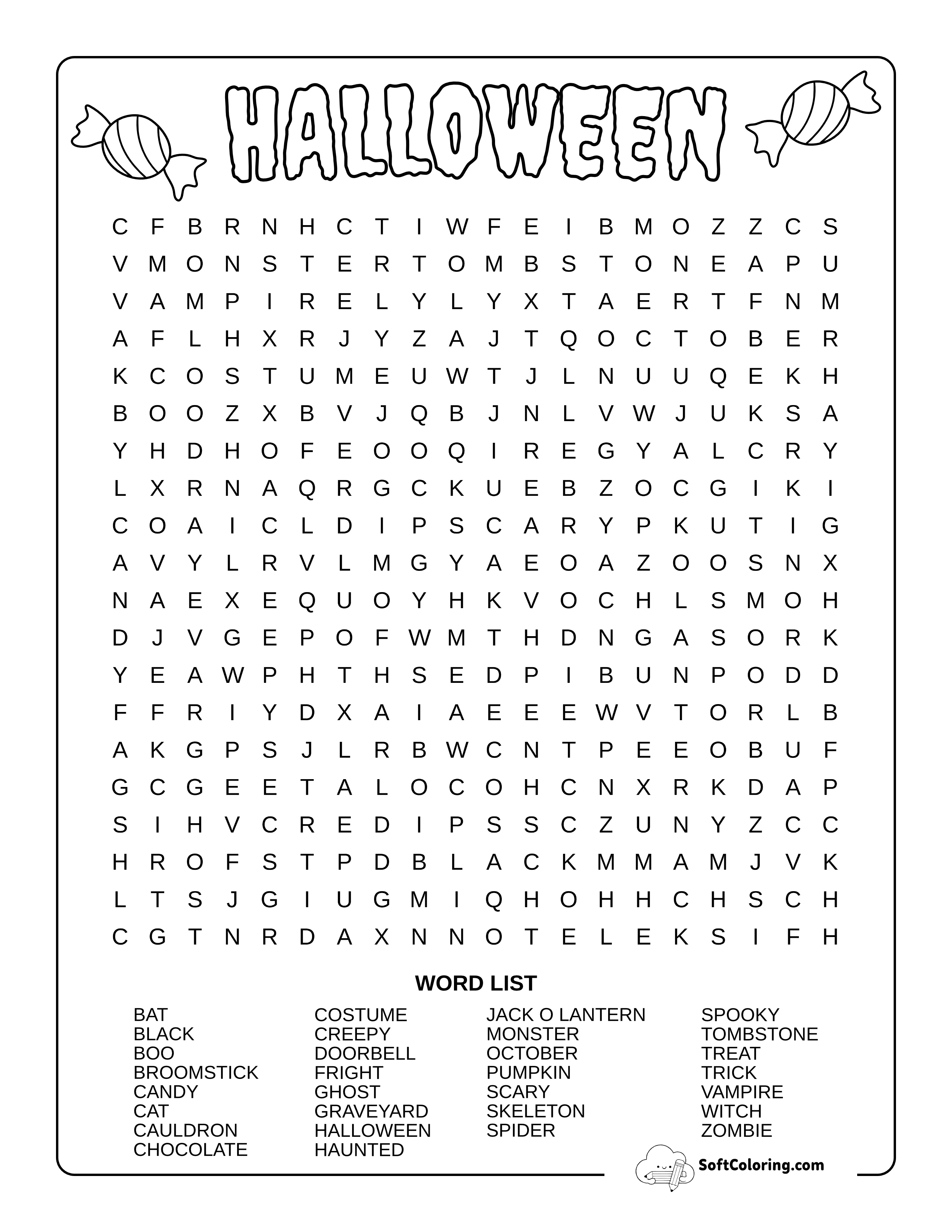 Hard Halloween Word Search