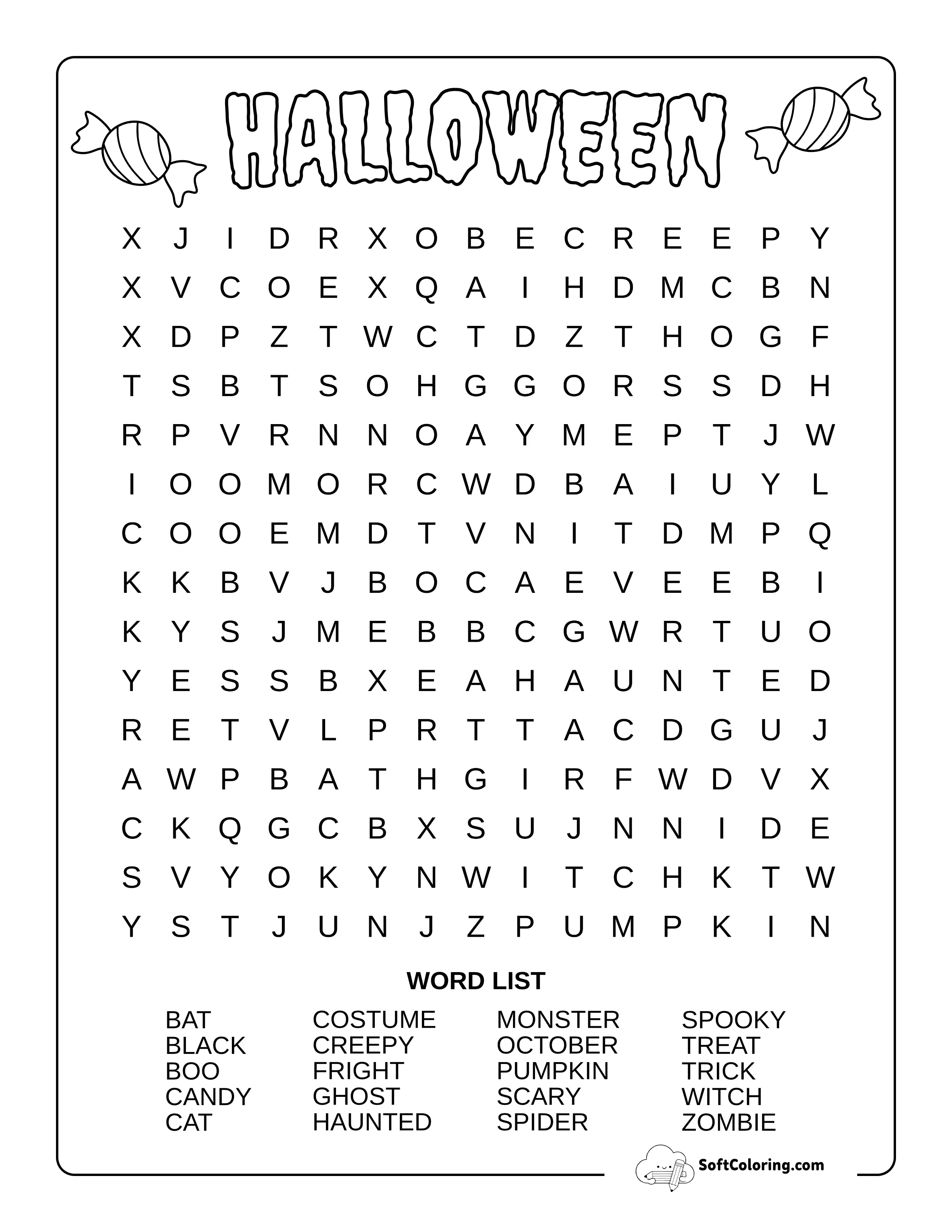 Medium Halloween Word Search