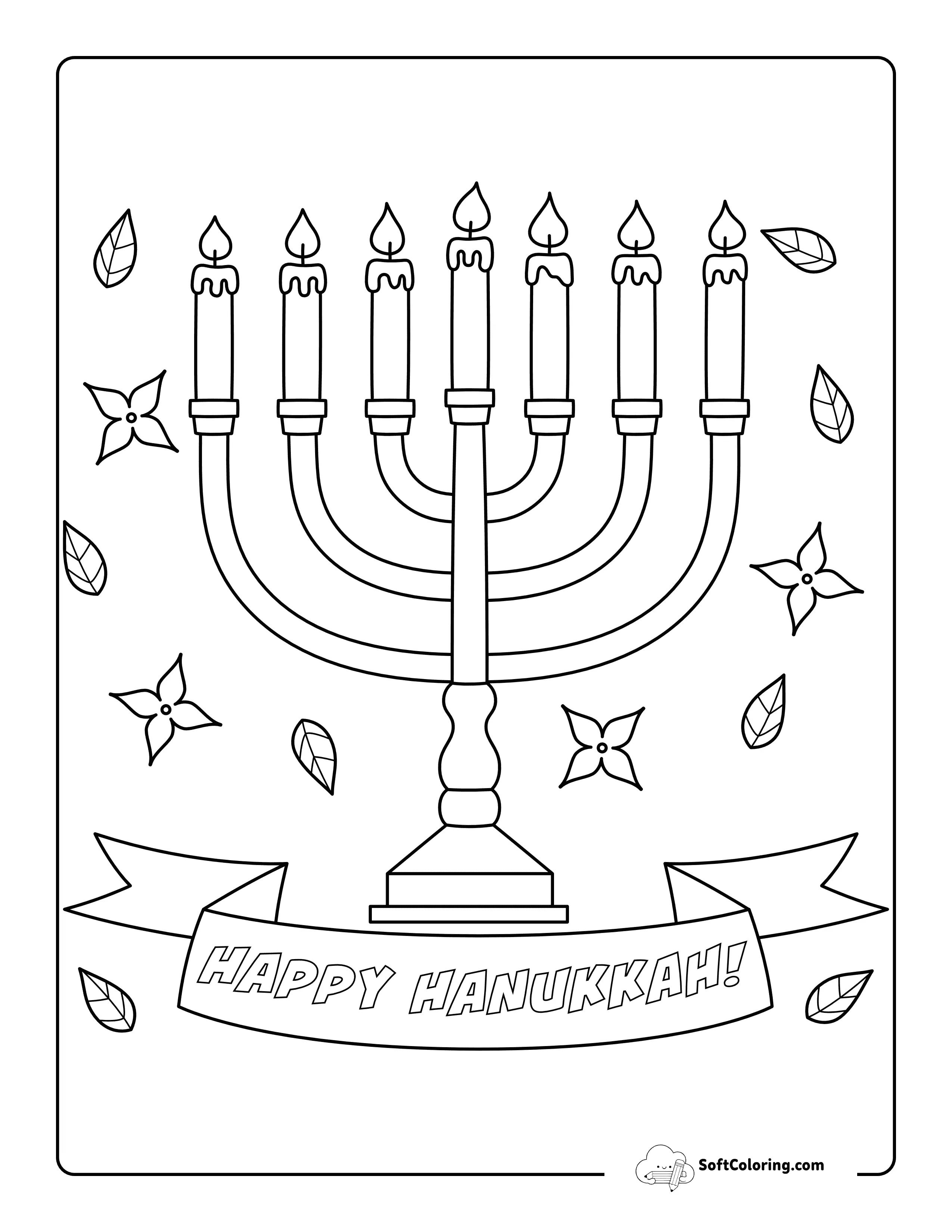 Menorah Coloring Page - Hanukkah Blessings Printable To Color
