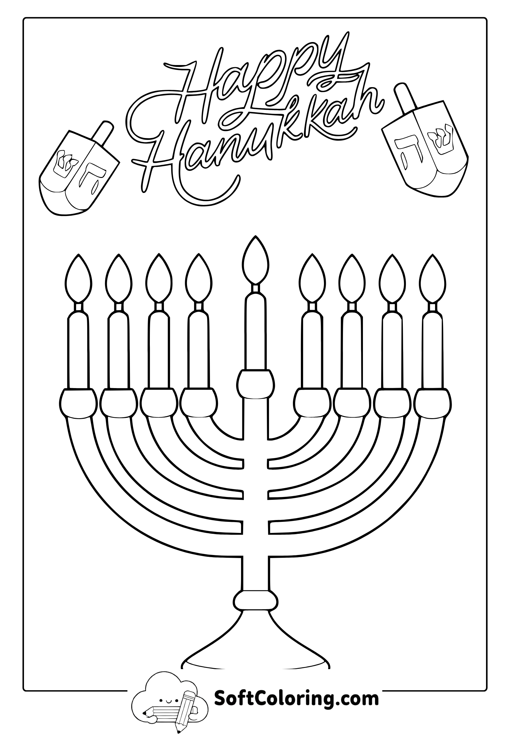 hanukkah menorah coloring page