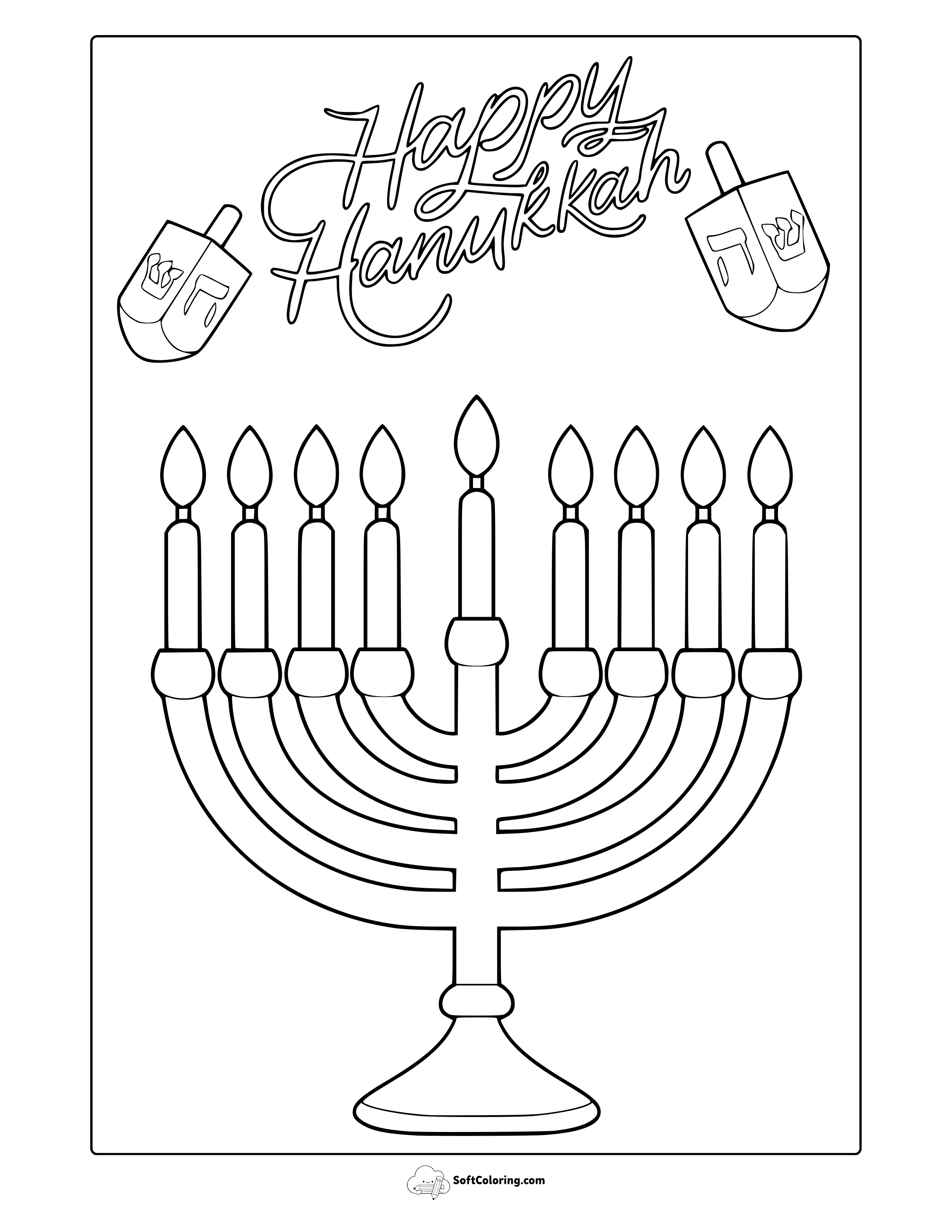 Hanukkah Menorah Coloring Page