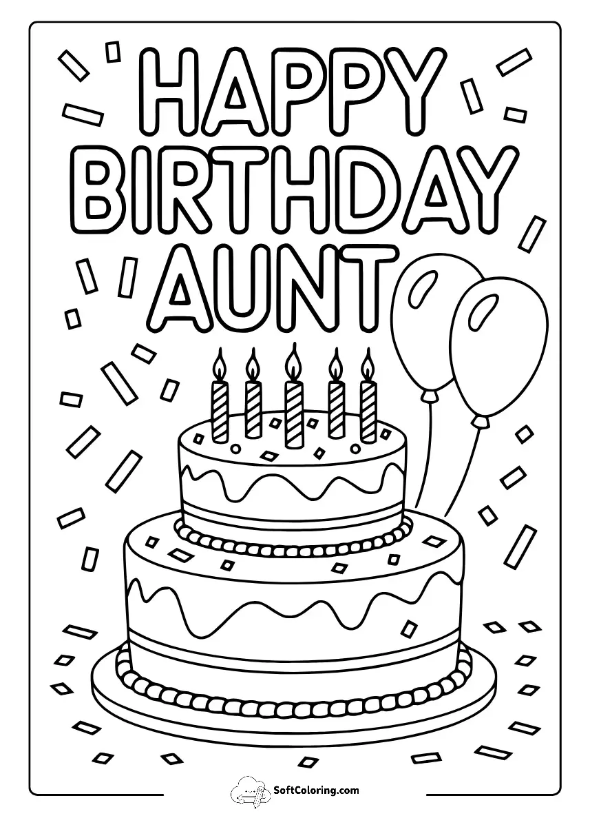 Happy Birthday Aunt Coloring Pages