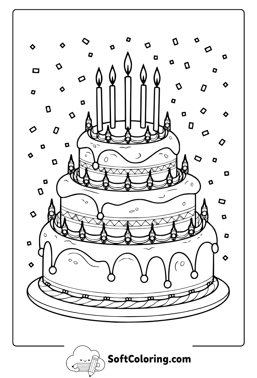 happy birthday cake coloring pages
