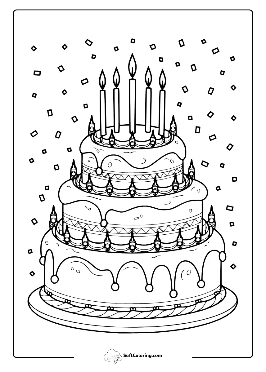 Happy Birthday Cake Coloring Pages