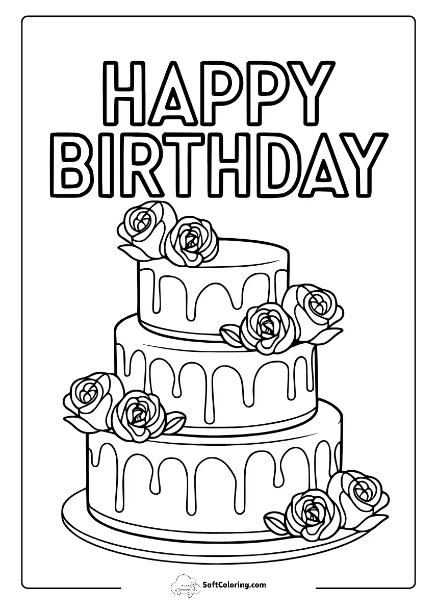 Happy Birthday Coloring Page
