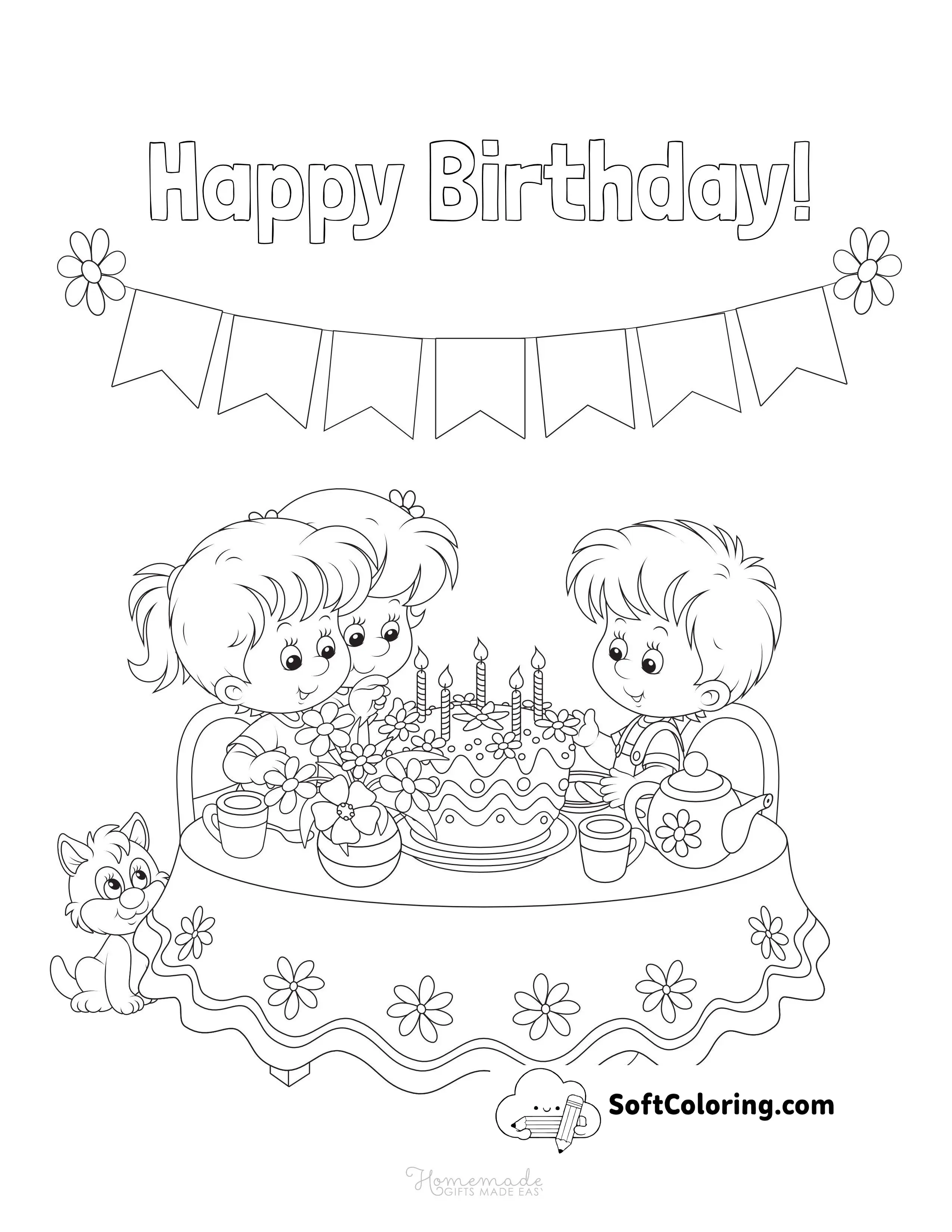 "Happy Birthday" Party Coloring Sheet