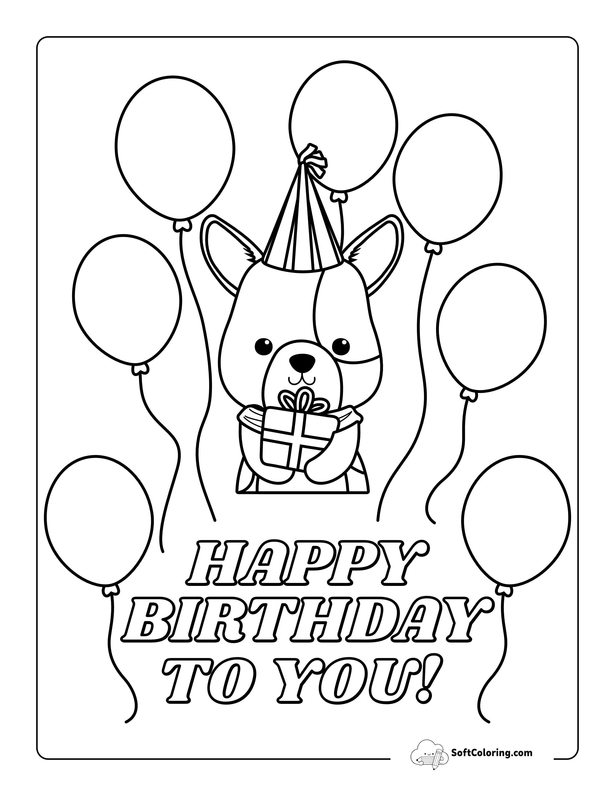 Cute "Happy Birthday" Coloring Page