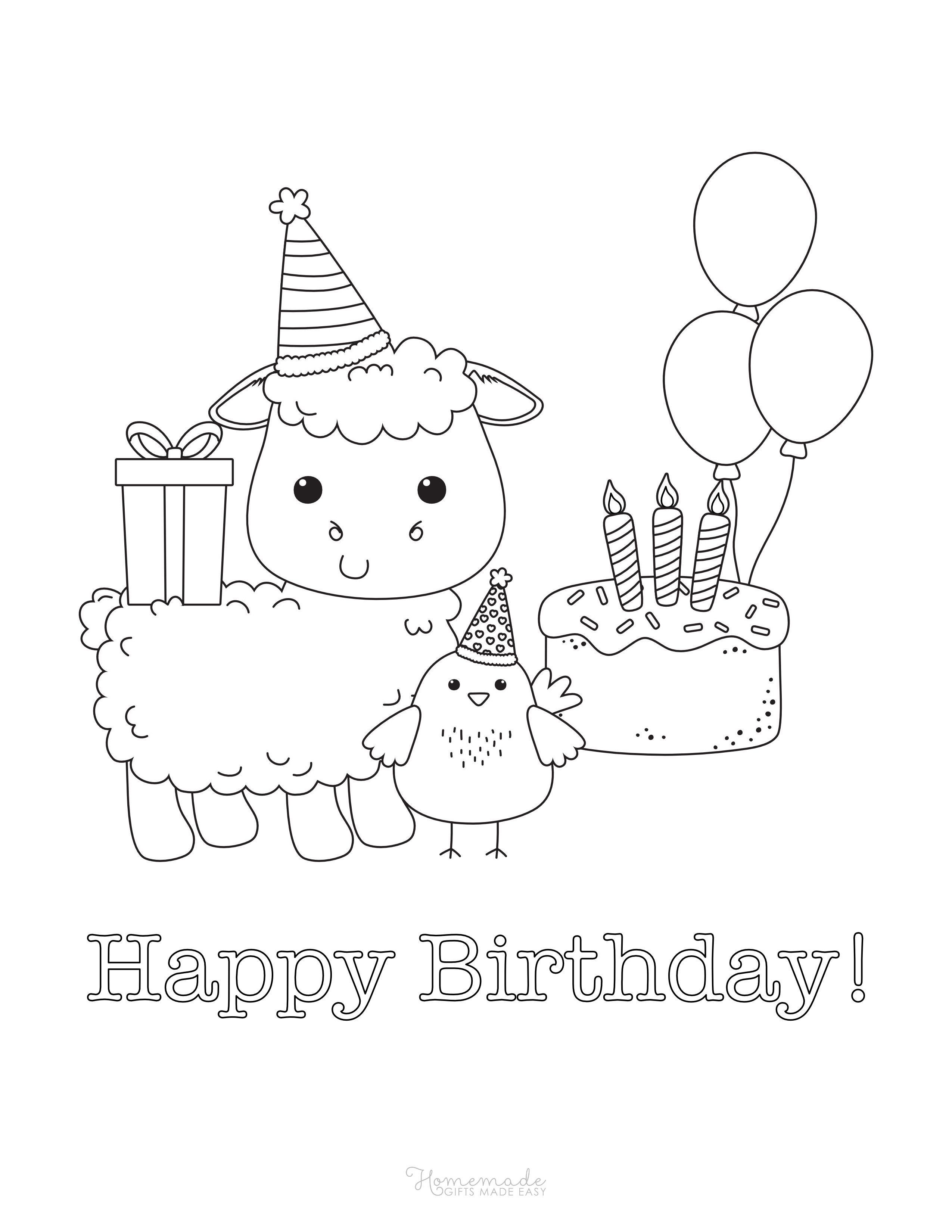 Cute "Happy Birthday" Coloring Page