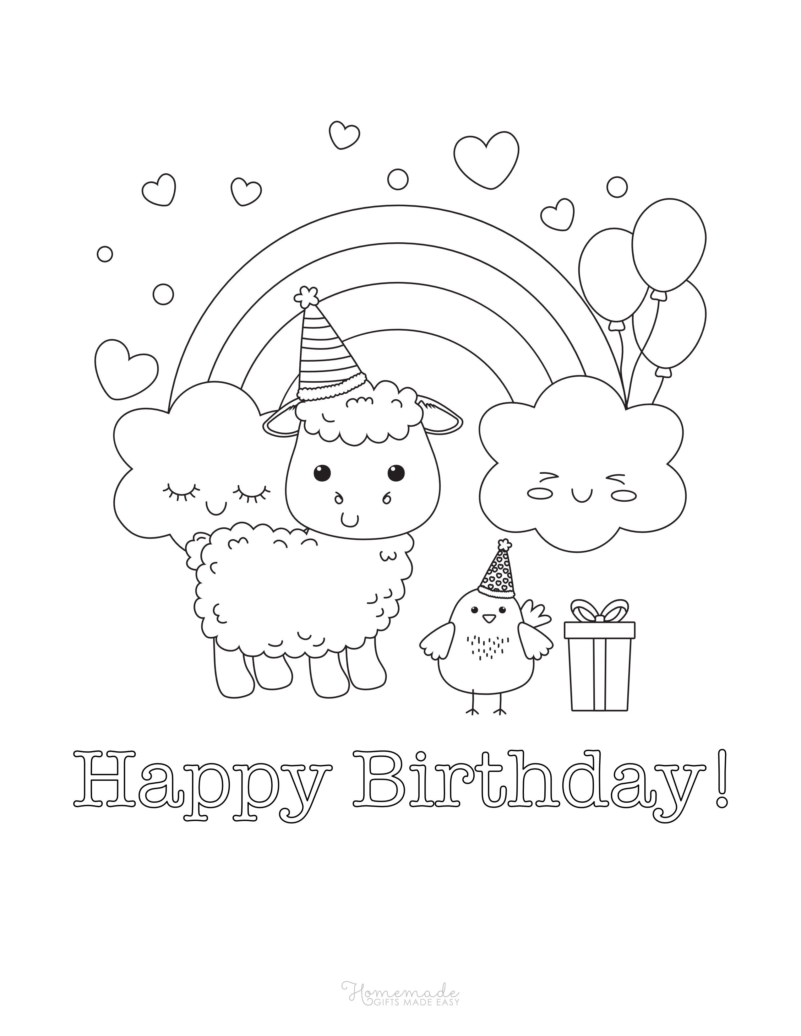 "Happy Birthday" Rainbow Coloring Sheet