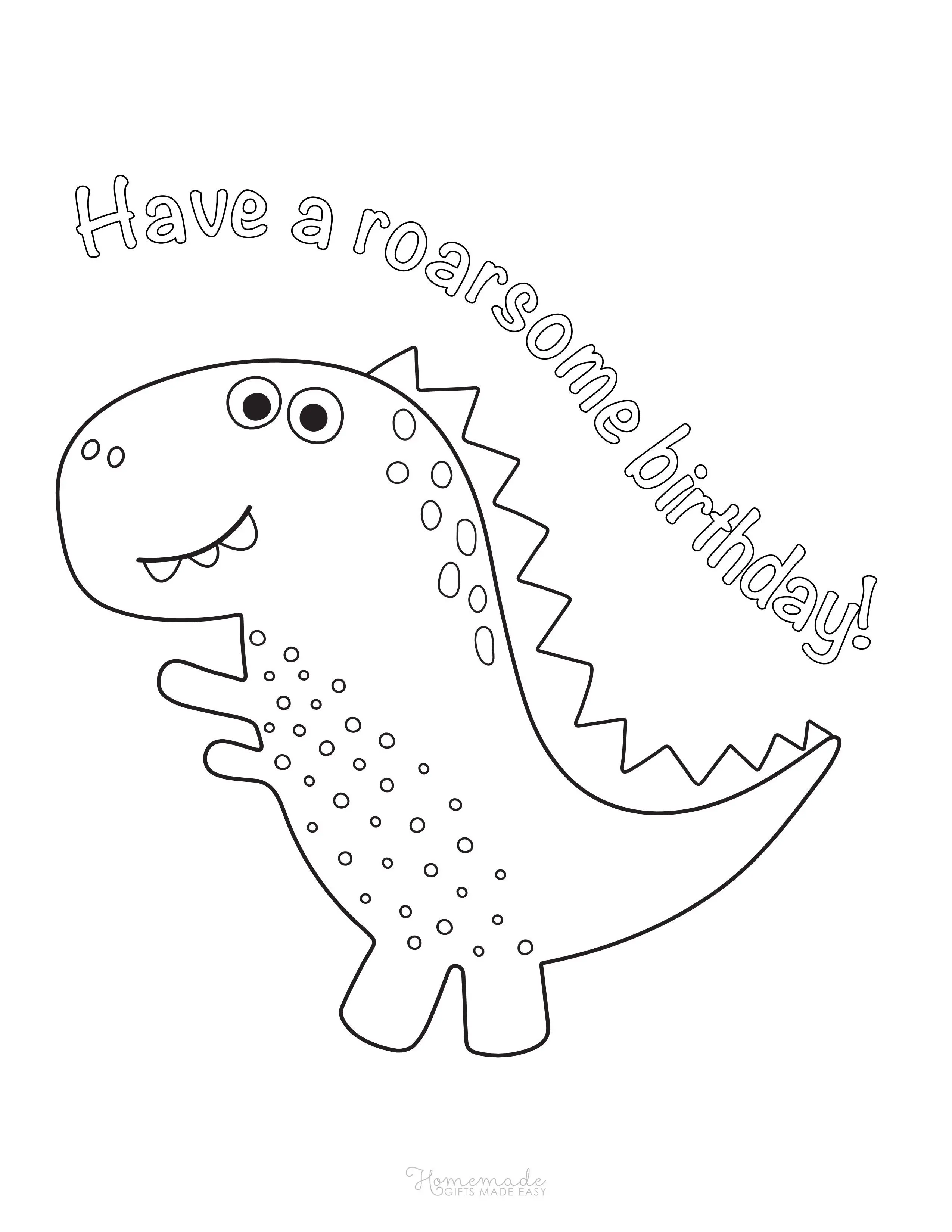 Dinosaur Birthday Coloring Page For Preschoolers