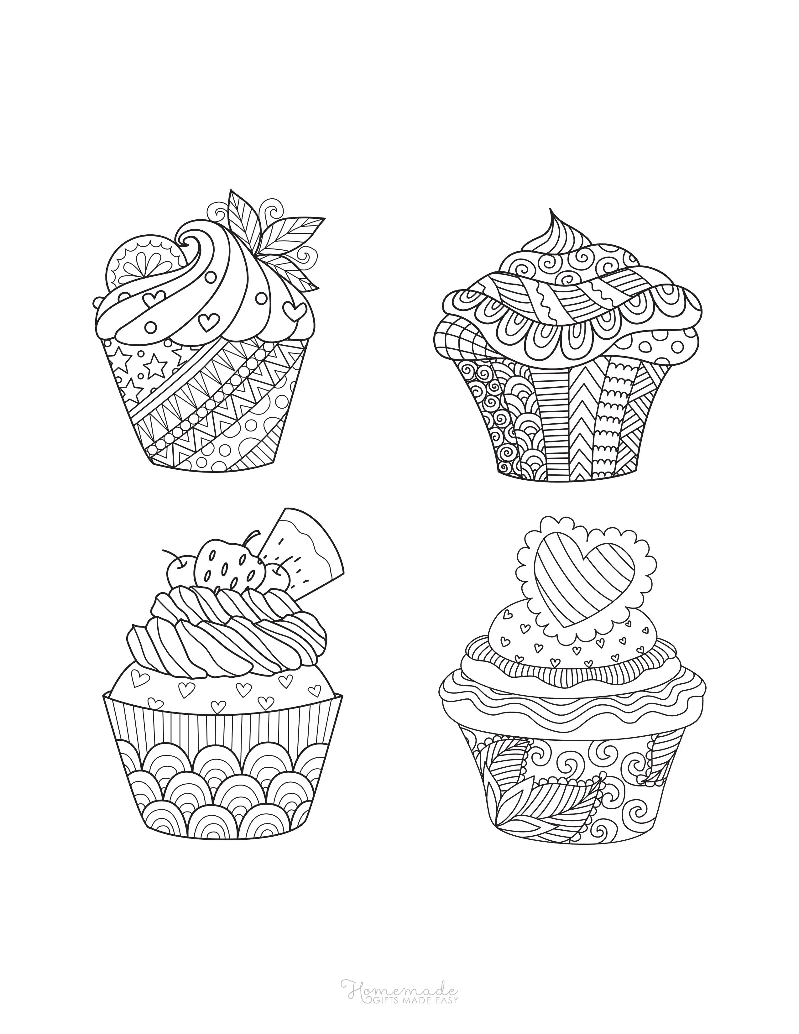 Birthday Cupcake Zentangles To Color