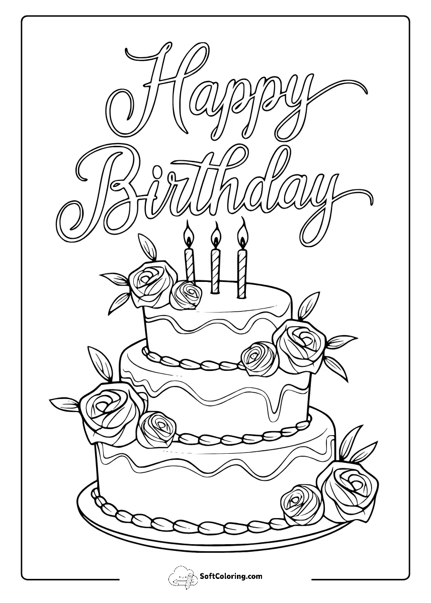 Happy Birthday Coloring Pages For Adults