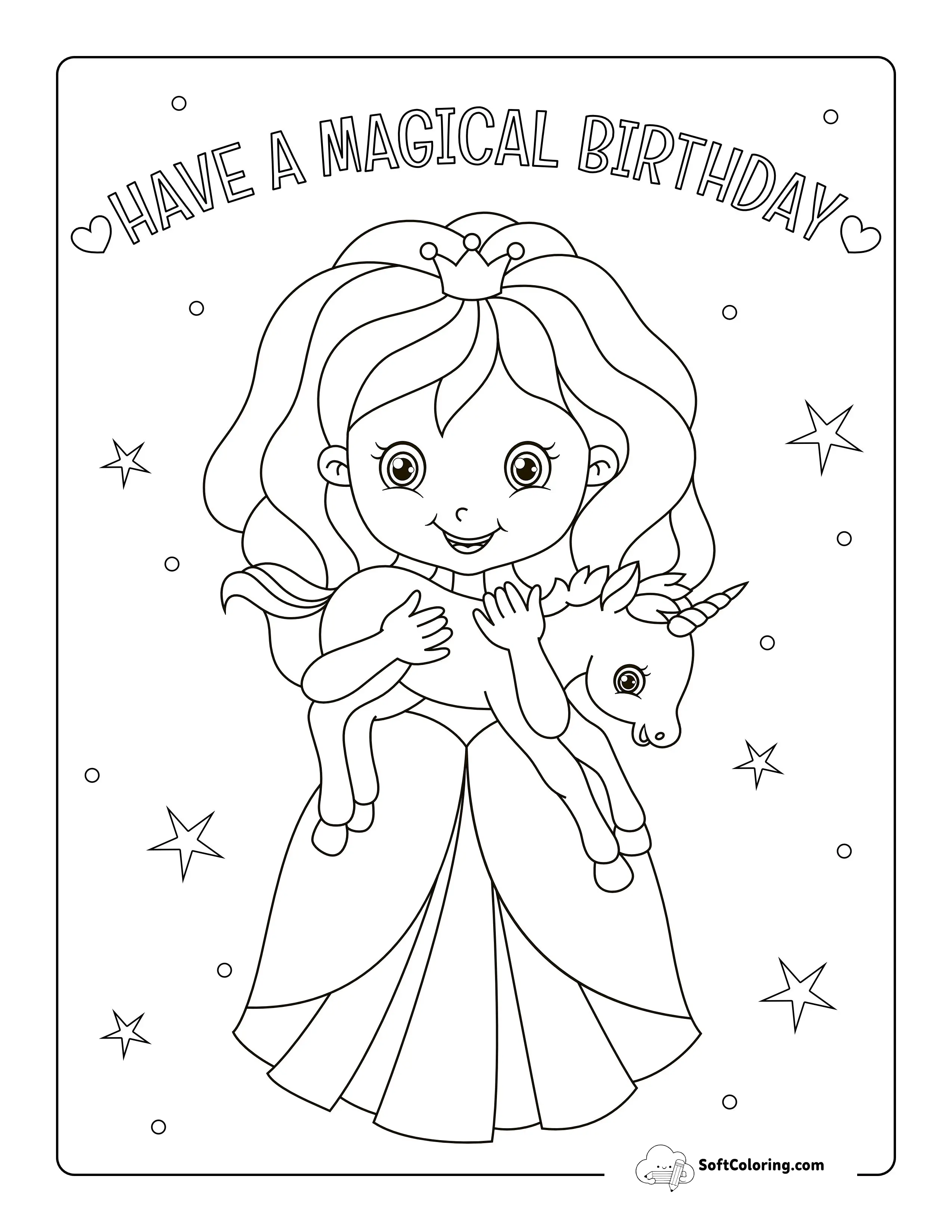 Birthday Princess Coloring Sheet For Girls