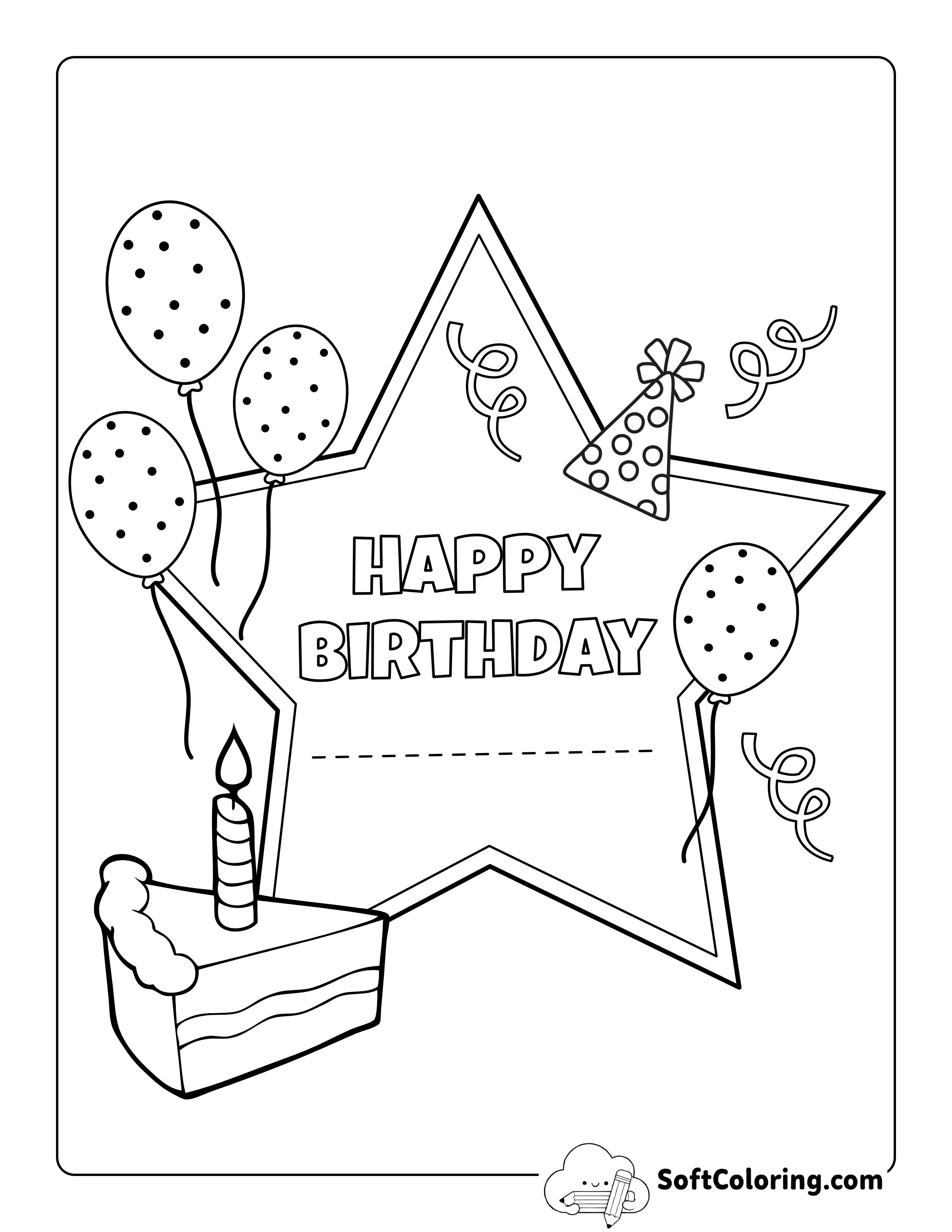 "Happy Birthday" Certificate to Color